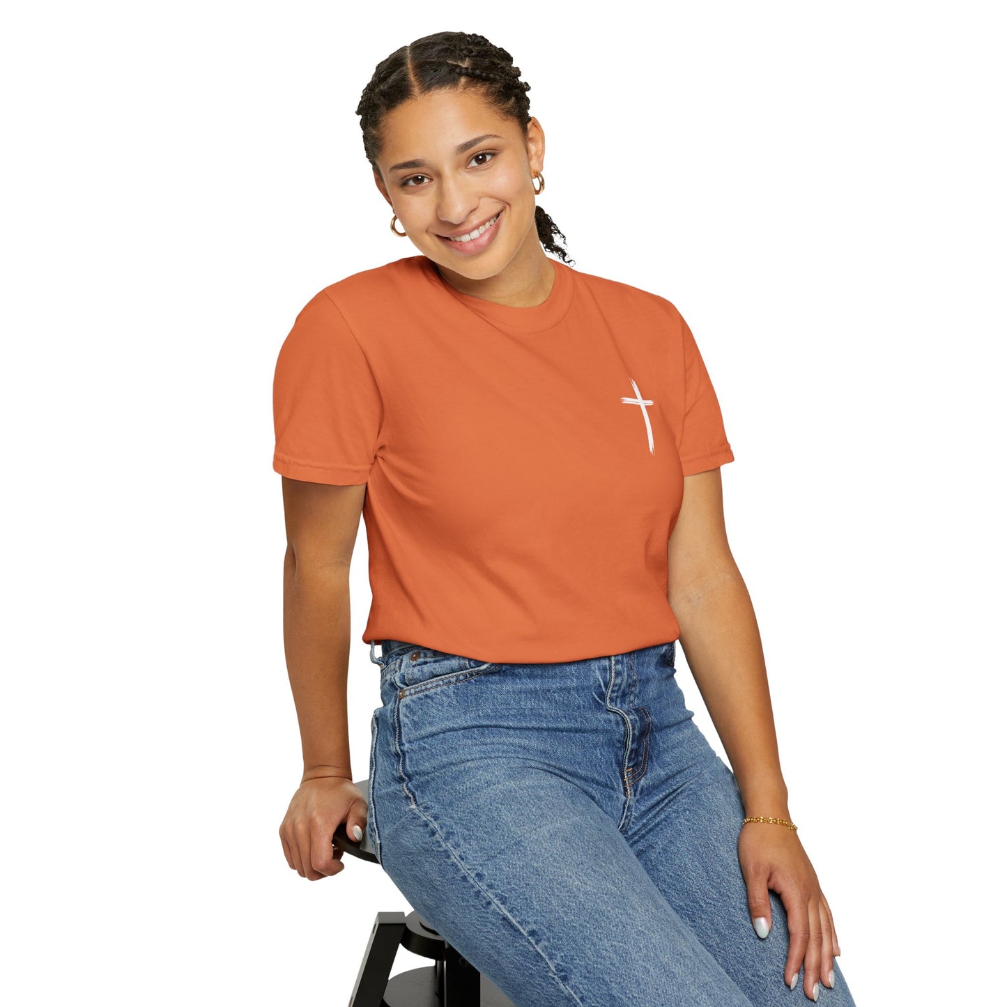 Unisex Garment-Dyed T-Shirt with Minimalist Cross Design
