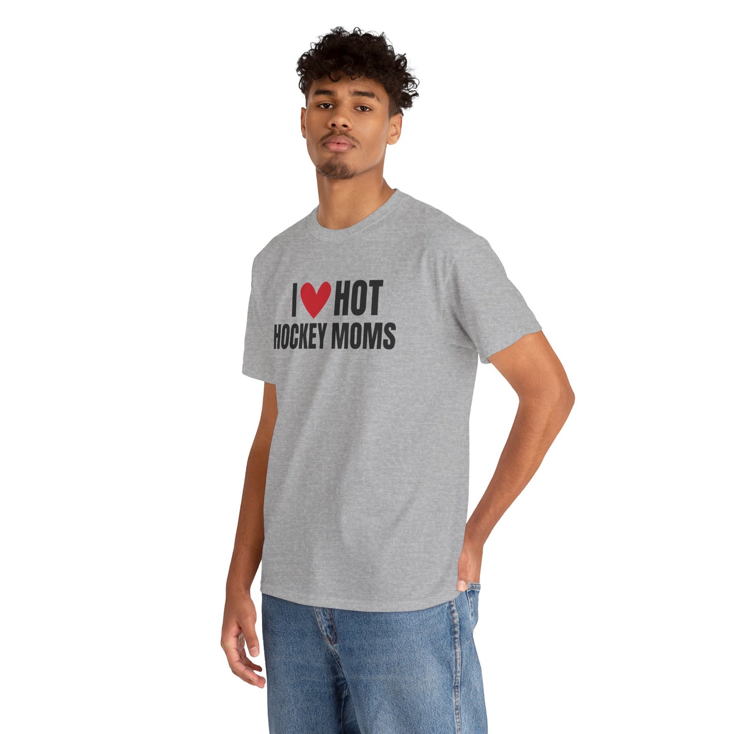 I ❤️ Hot Hockey Moms Unisex Heavy Cotton Tee