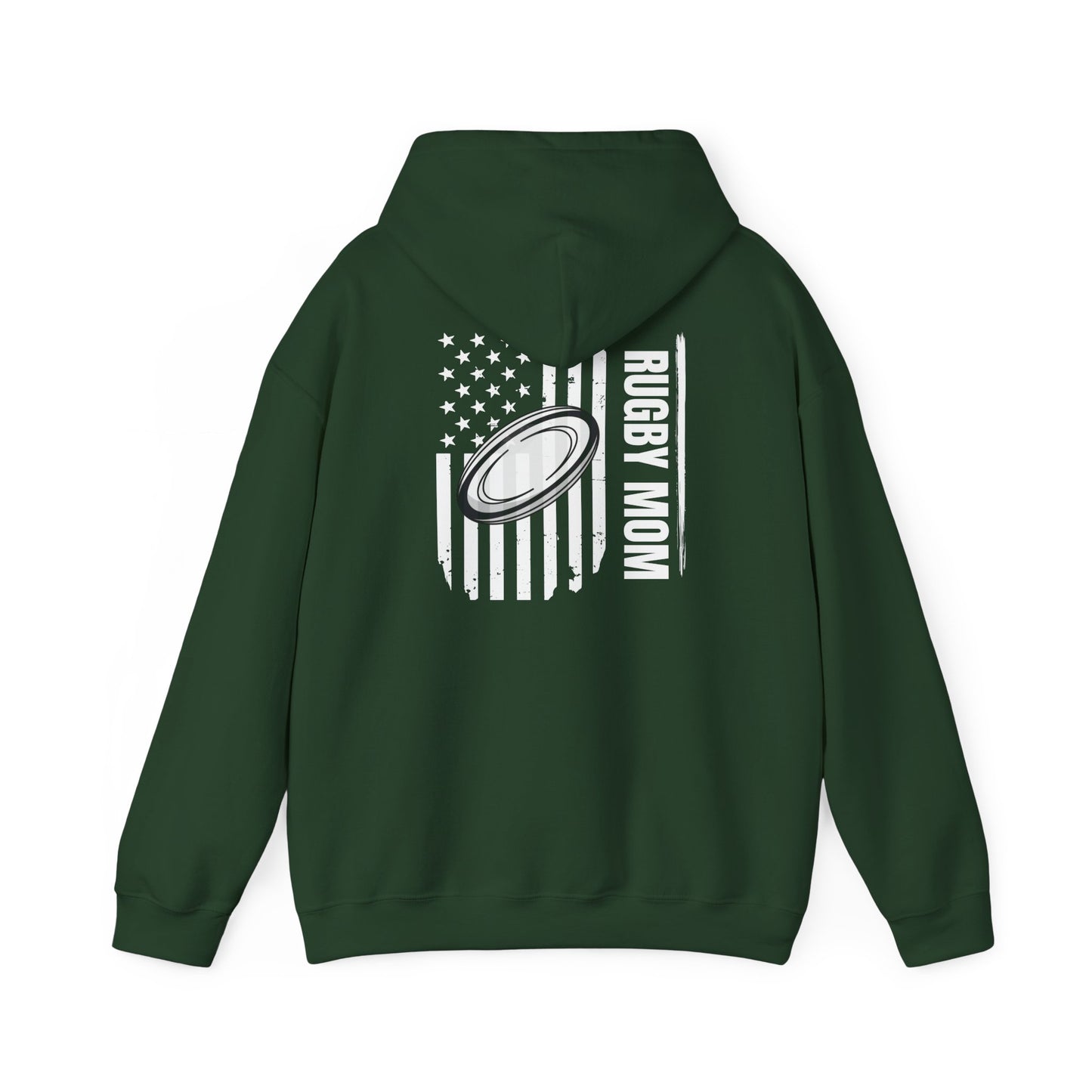 Rugby Mom Hoodie – Unisex Heavy Blend™ Sweatshirt with American Flag Design