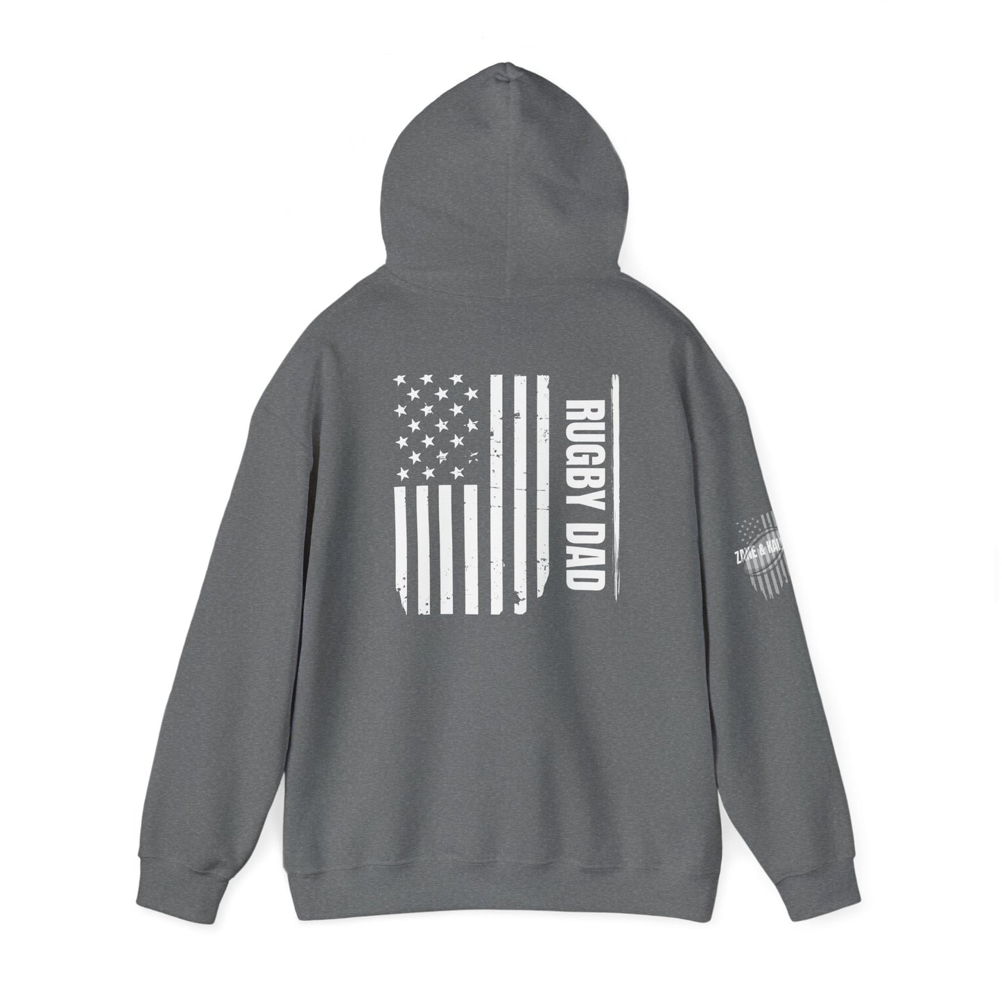 *** CUSTOM *** Rugby America Dad Hoodie - Unisex Heavy Blend Sweatshirt with American Flag Design
