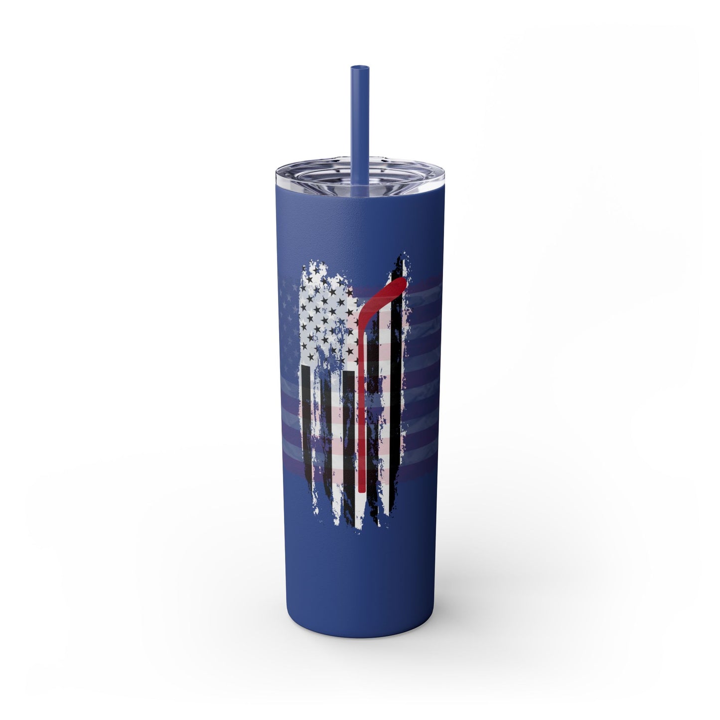 Patriotic Hockey Skinny Tumbler with Straw | 20oz Travel Mug for Independence Day