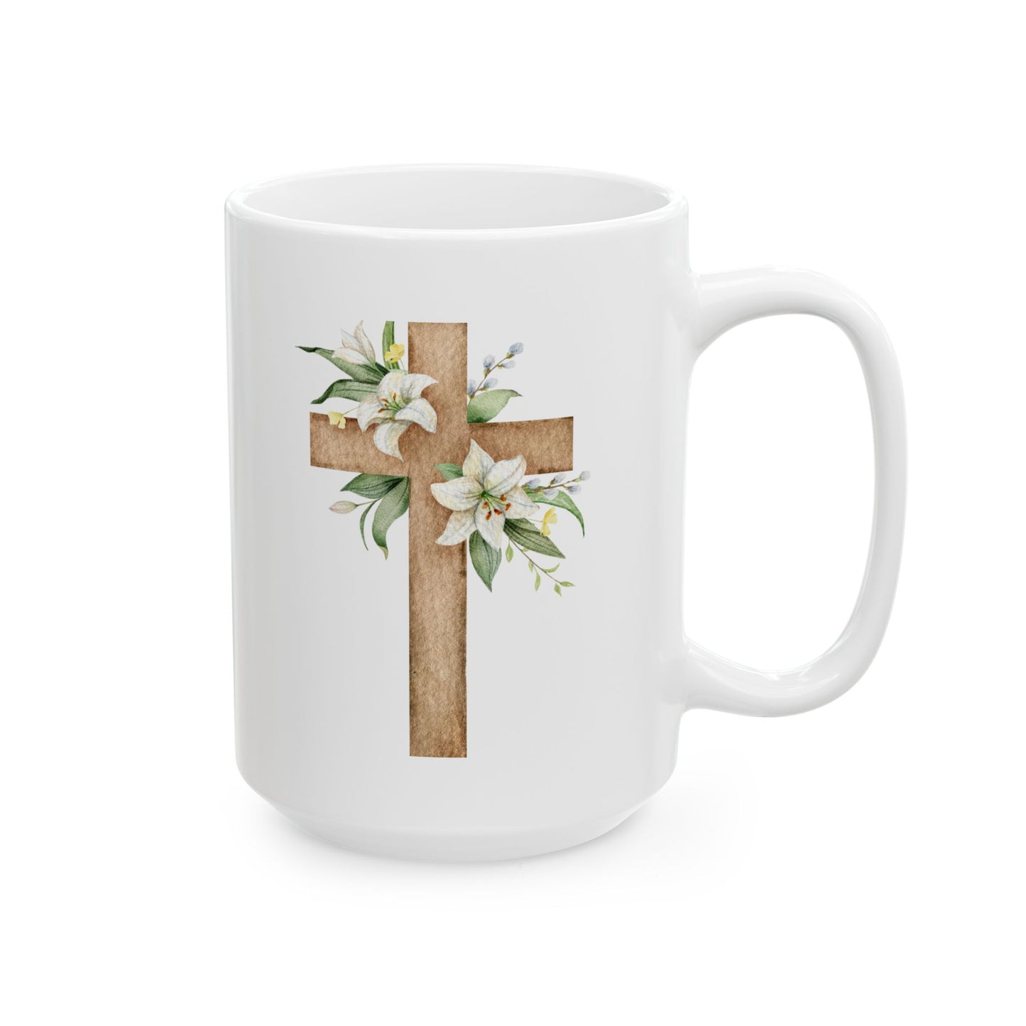 Floral Cross Ceramic Mug - Perfect Gift for Spiritual Occasions