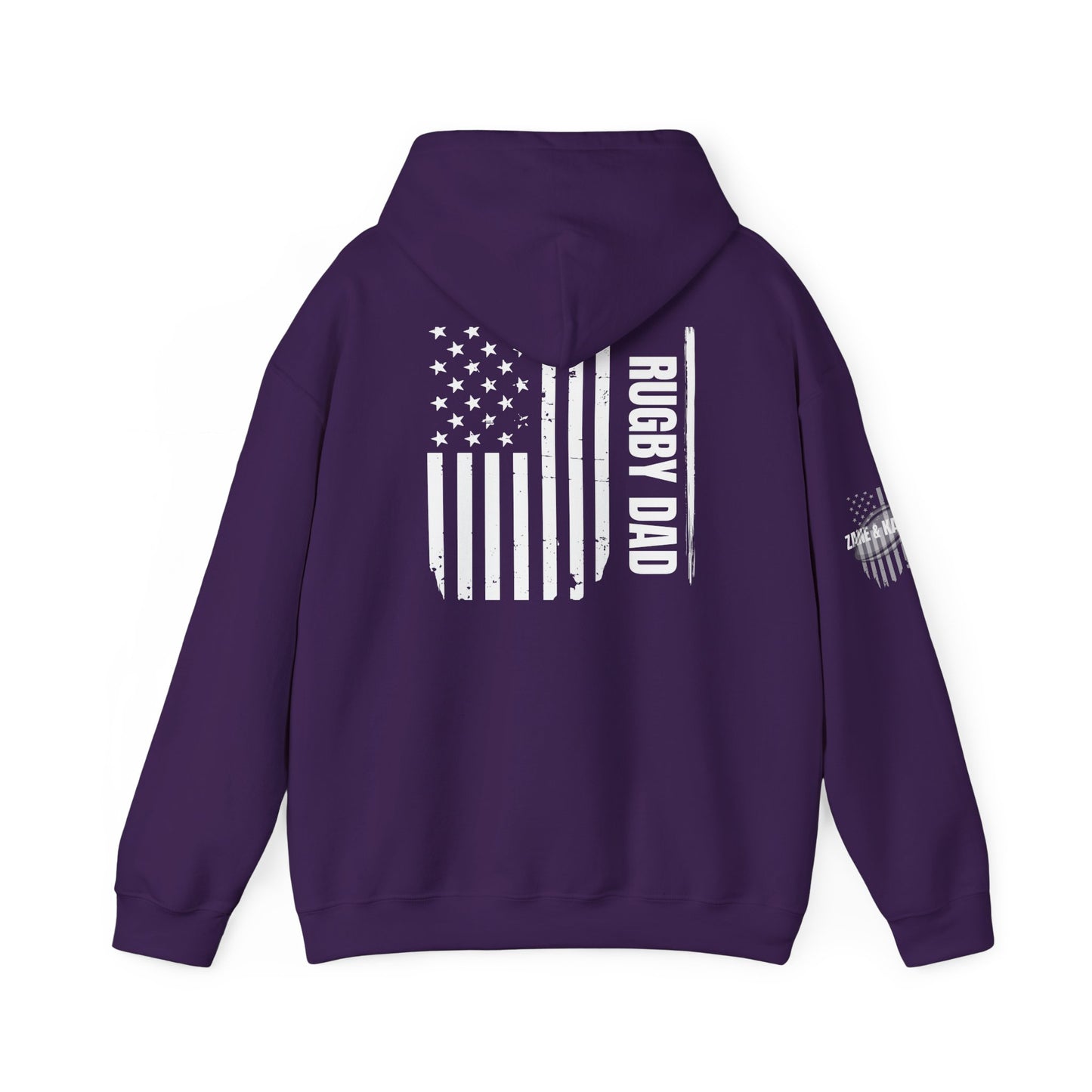 *** CUSTOM *** Rugby America Dad Hoodie - Unisex Heavy Blend Sweatshirt with American Flag Design