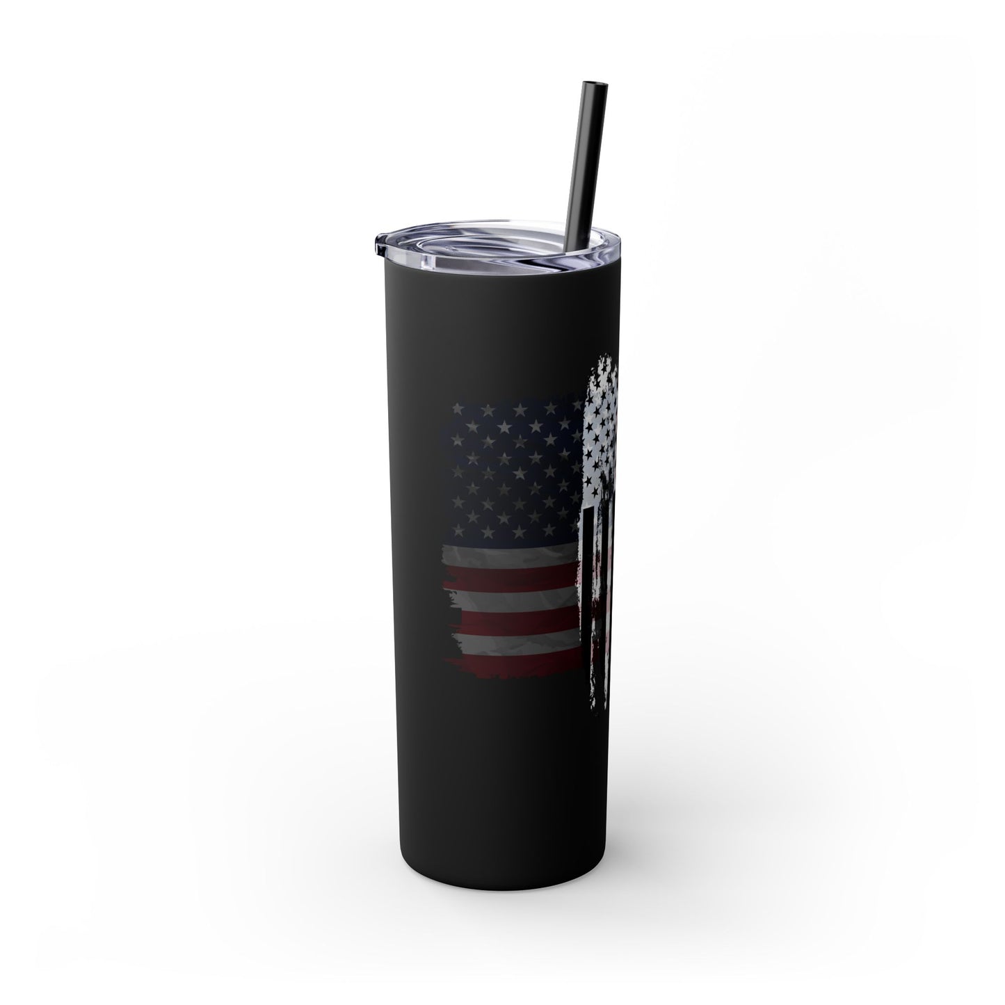 Patriotic Hockey Skinny Tumbler with Straw | 20oz Travel Mug for Independence Day