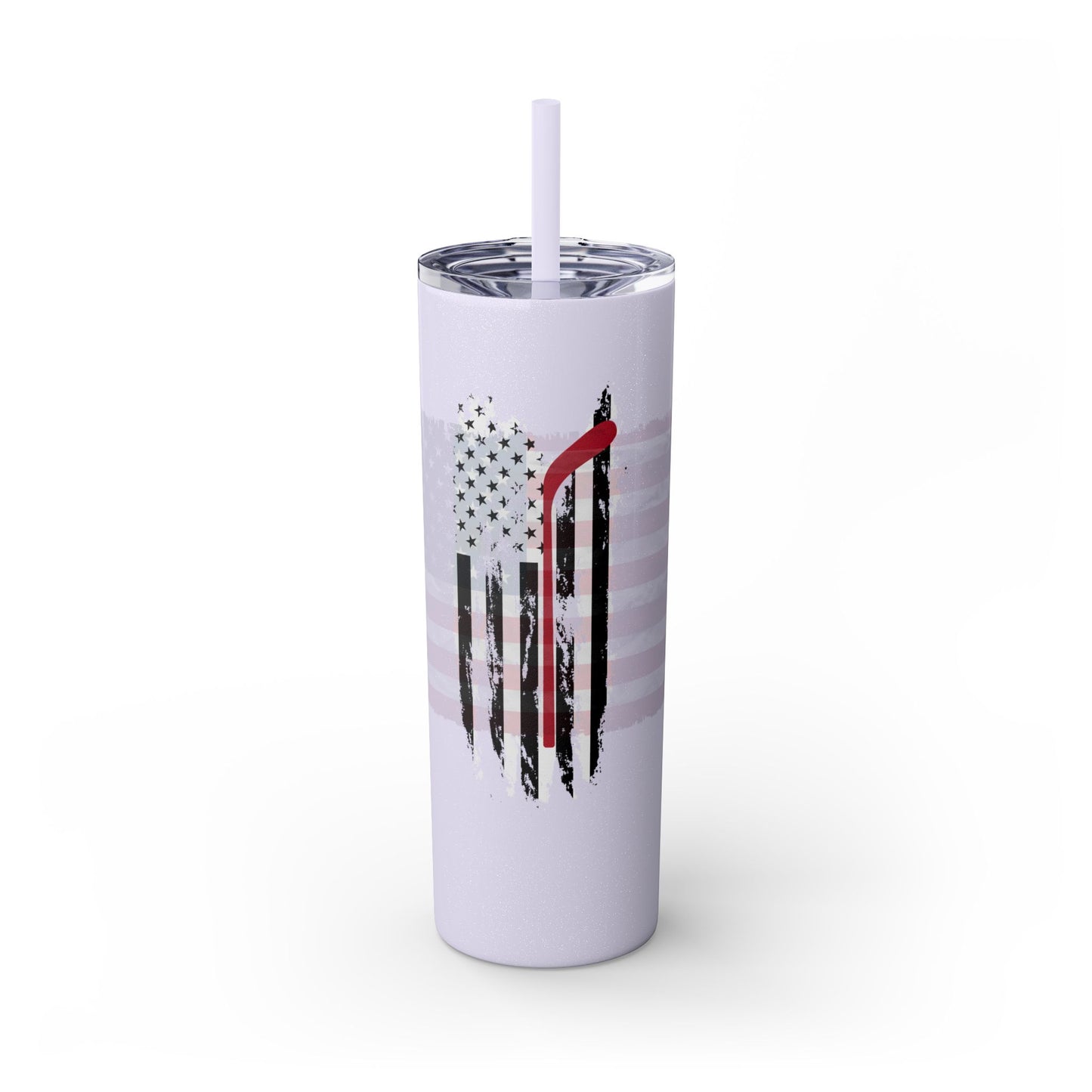 Patriotic Hockey Skinny Tumbler with Straw | 20oz Travel Mug for Independence Day