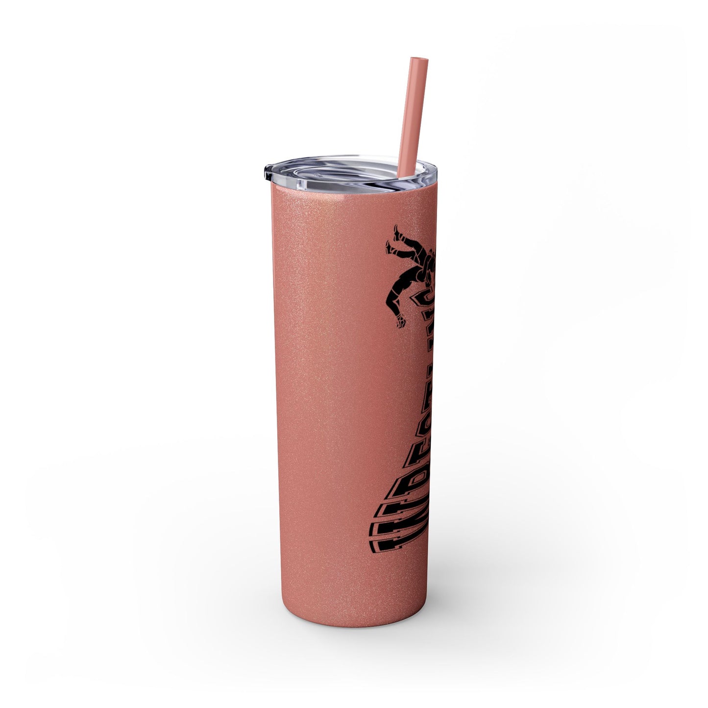 Wrestling Skinny Tumbler with Straw - 20oz Water Bottle for Sports Fans