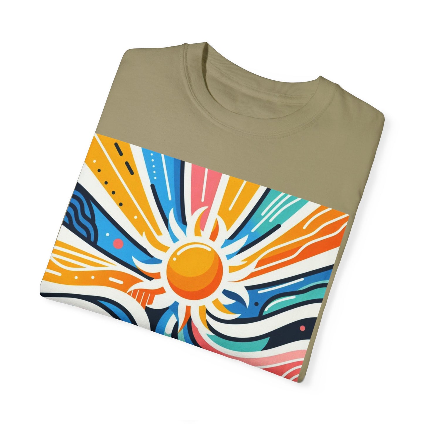 Sunrise Vibes Unisex Garment-Dyed T-Shirt - Colorful Abstract Design