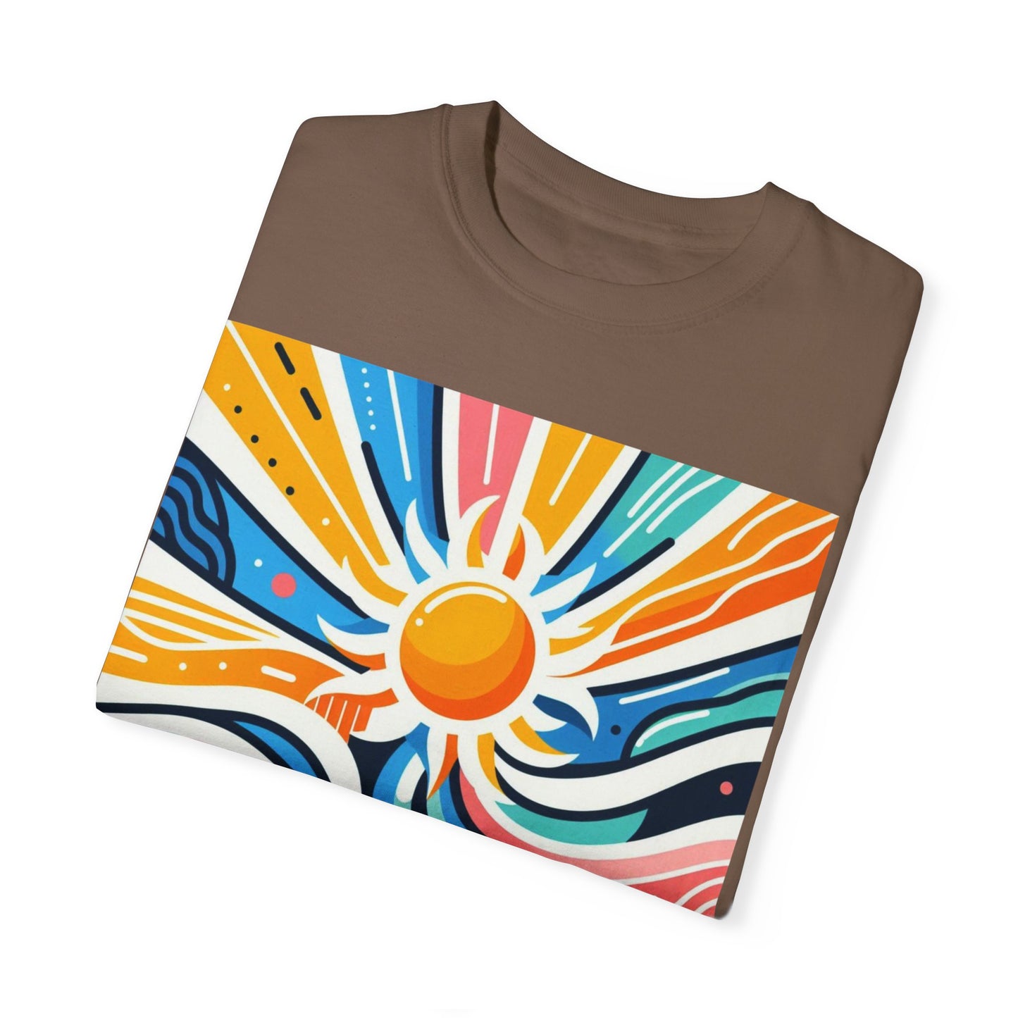 Sunrise Vibes Unisex Garment-Dyed T-Shirt - Colorful Abstract Design