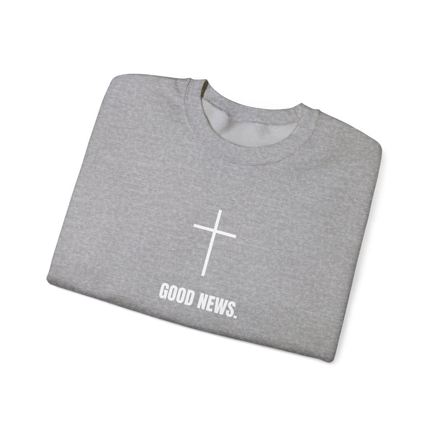 Christian Cross Sweatshirt - "Good News" Unisex Heavy Blend Crewneck