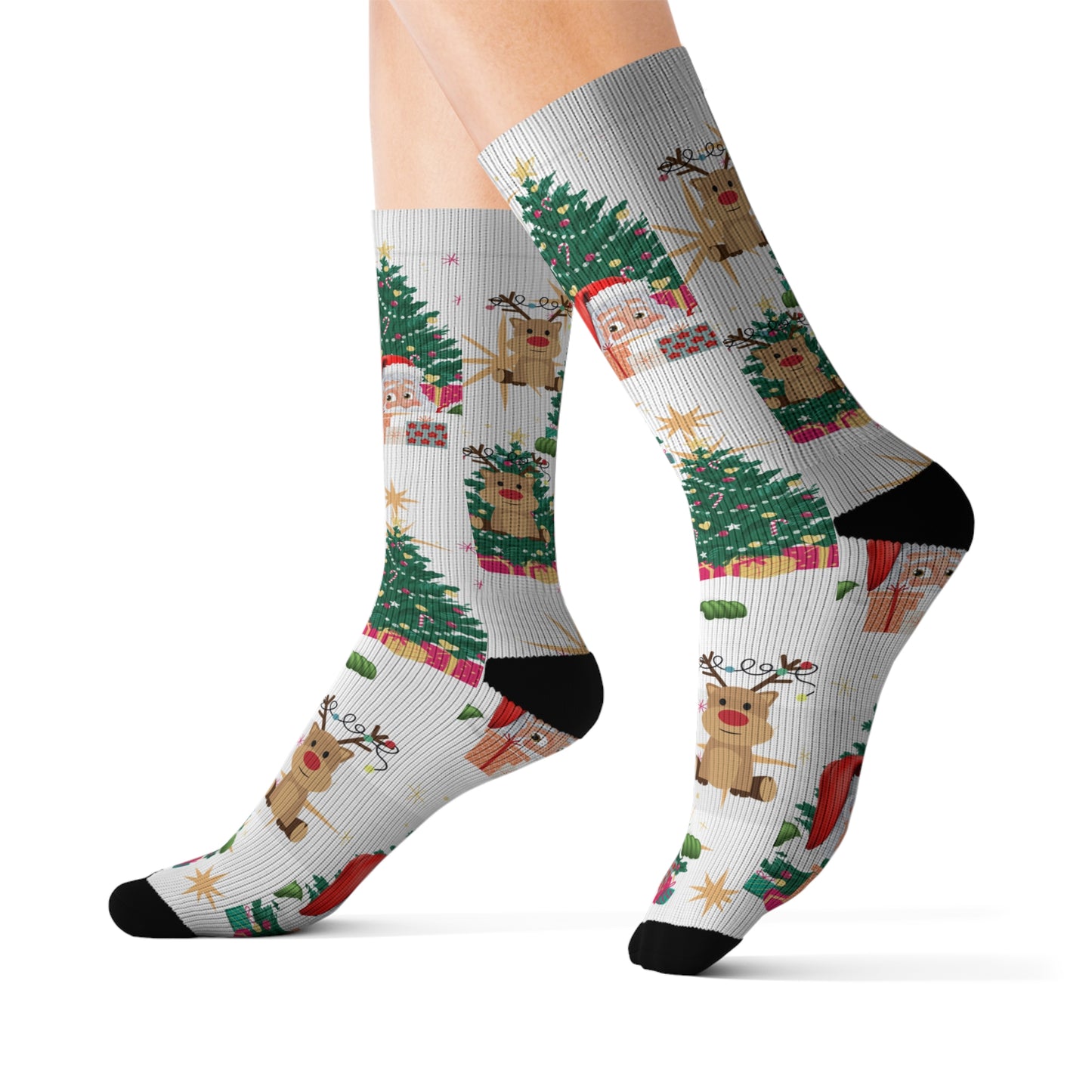 Festive Holiday Sublimation Socks with Christmas Designs