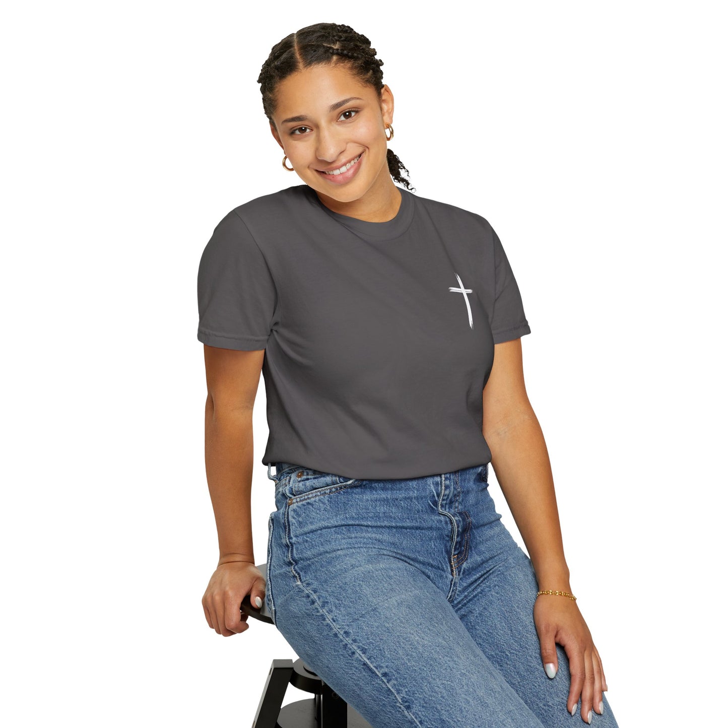 Unisex Garment-Dyed T-Shirt with Minimalist Cross Design