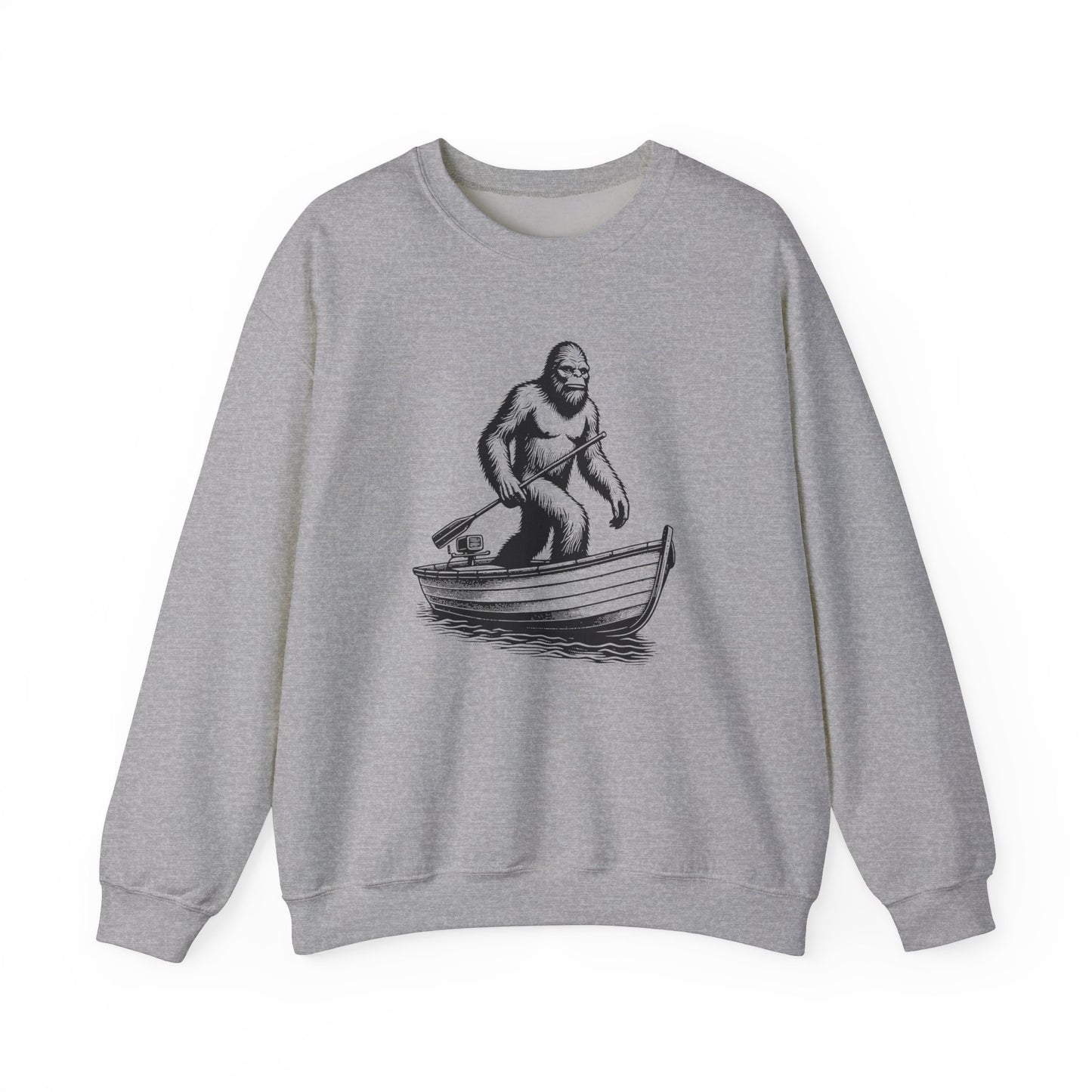 Bigfoot Fishing Adventure Crewneck Sweatshirt - Unisex, Cozy Apparel for Outdoorsy Fans