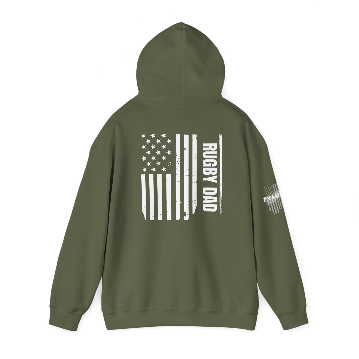 *** CUSTOM *** Rugby America Dad Hoodie - Unisex Heavy Blend Sweatshirt with American Flag Design