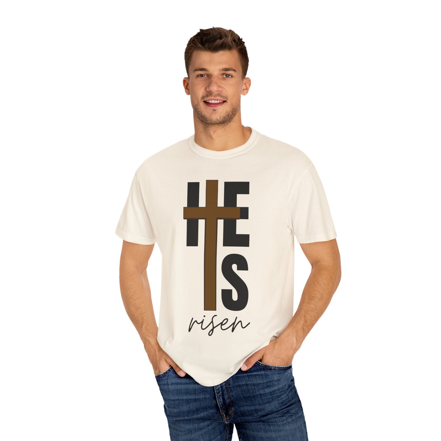 Christ is Risen Unisex Garment-Dyed T-Shirt - Faith-Based Tee