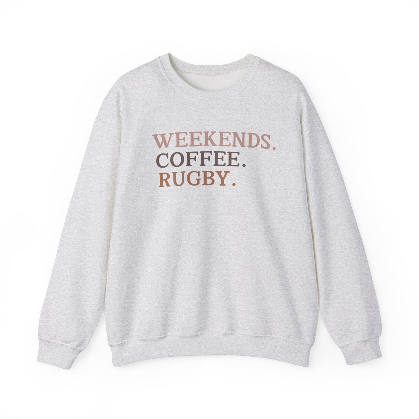 Weekend Vibes Unisex Crewneck Sweatshirt - Coffee & Rugby Design