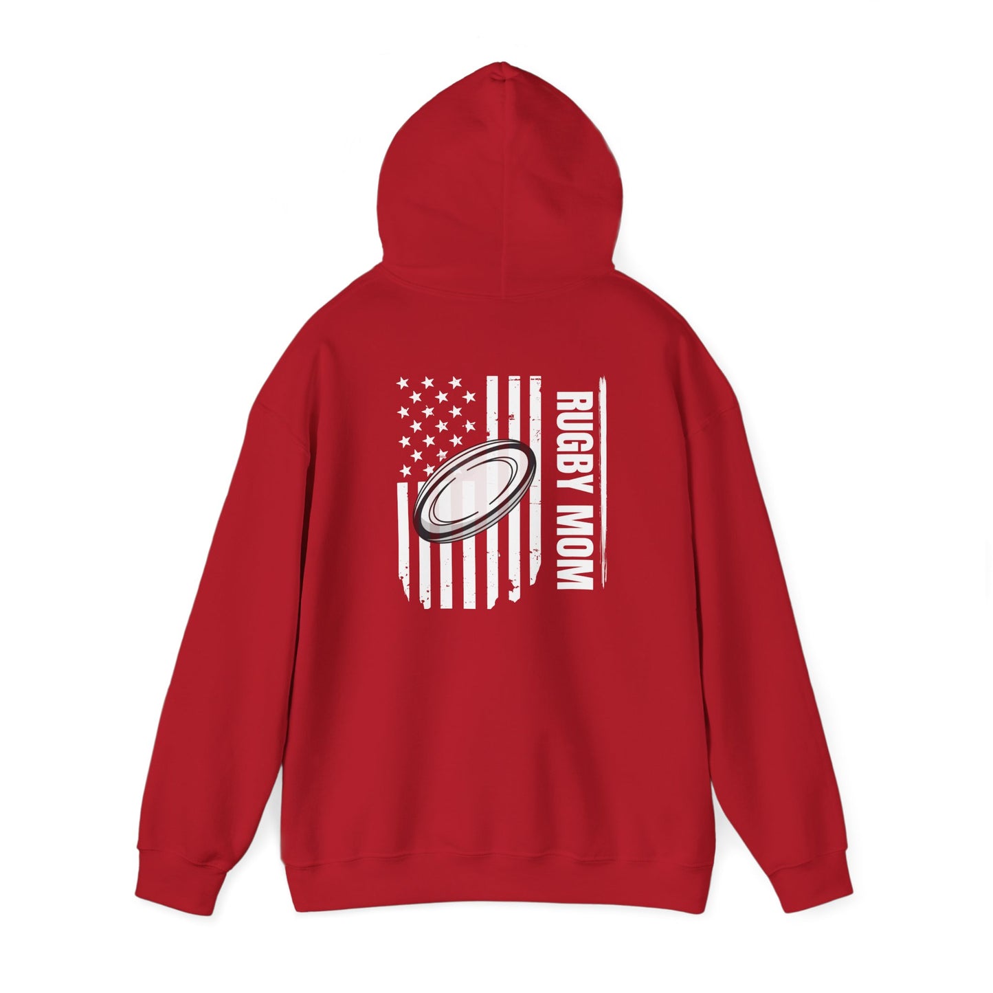Rugby Mom Hoodie – Unisex Heavy Blend™ Sweatshirt with American Flag Design
