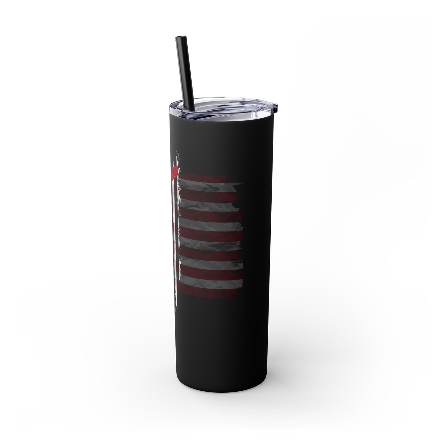 Patriotic Hockey Skinny Tumbler with Straw | 20oz Travel Mug for Independence Day
