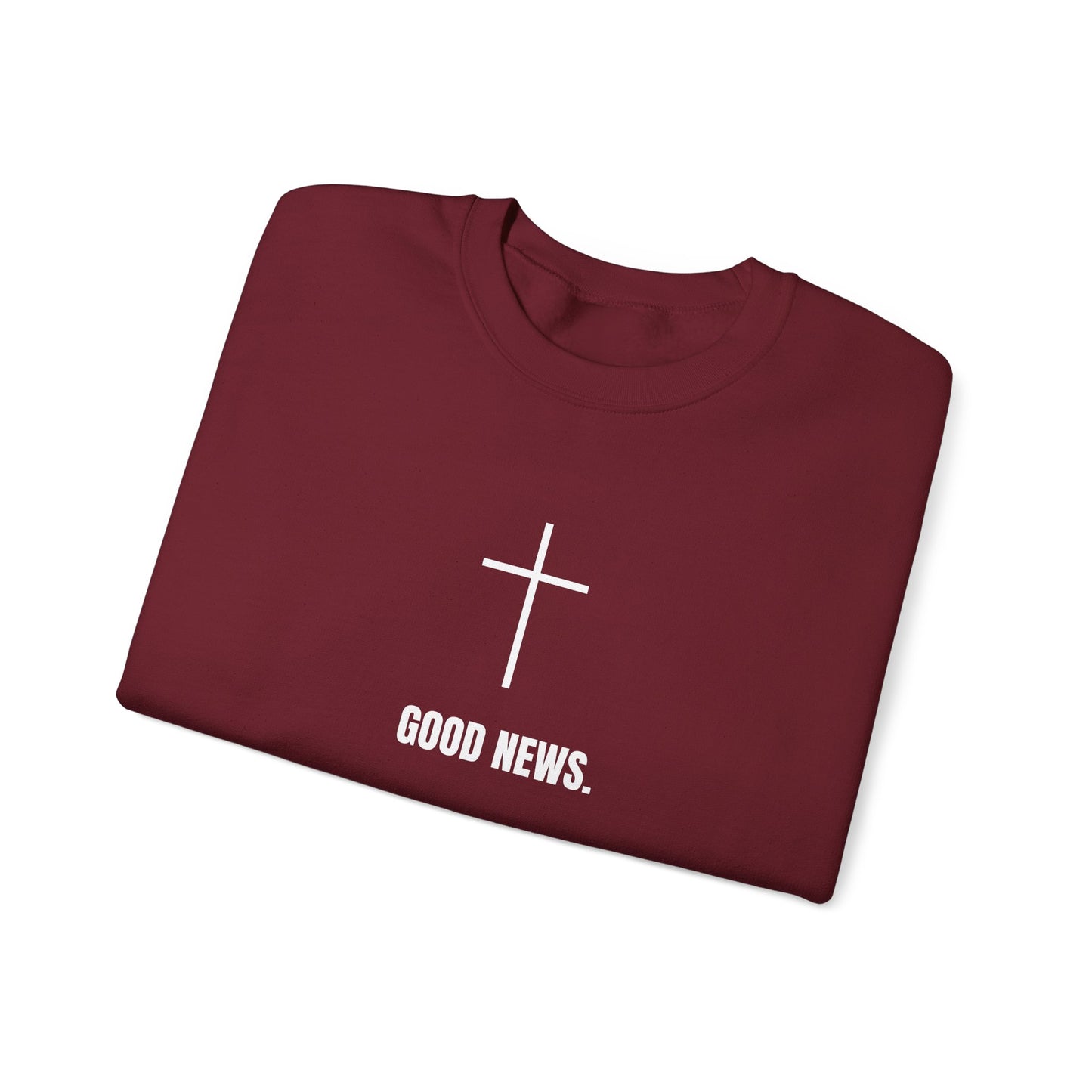 Christian Cross Sweatshirt - "Good News" Unisex Heavy Blend Crewneck