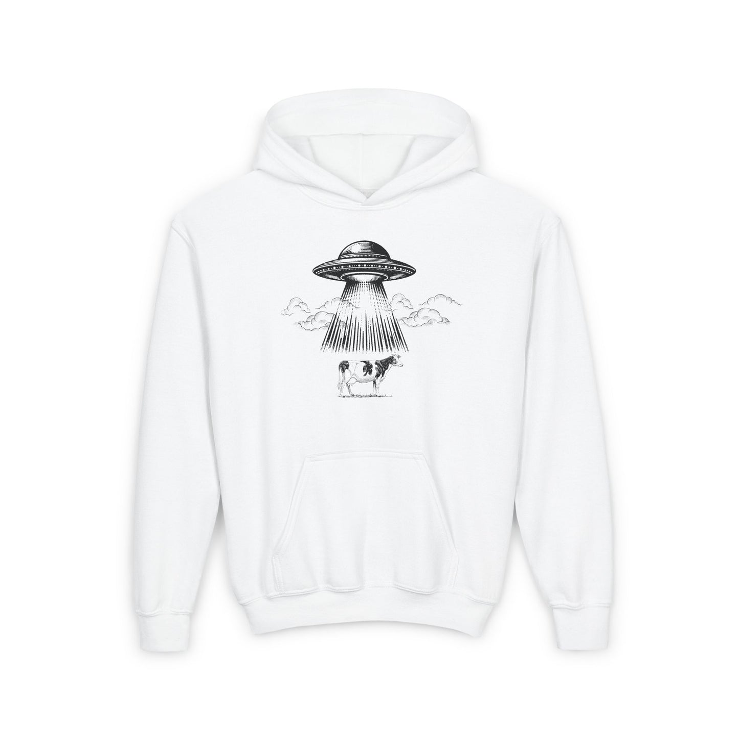 Youth Heavy Blend UFO Hoodie - Fun Space Travel Design for Kids