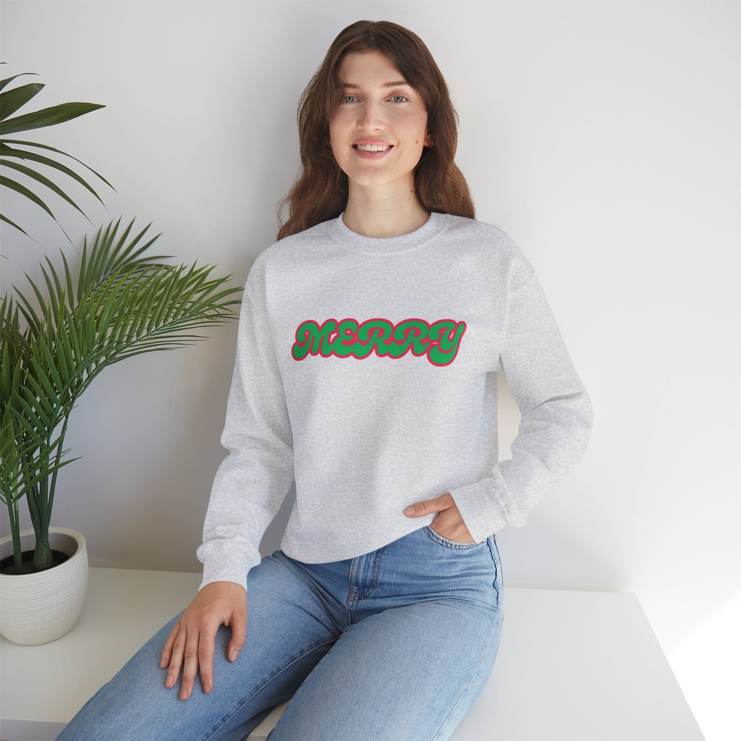 Green MERRY - Unisex Heavy Blend™ Crewneck Sweatshirt