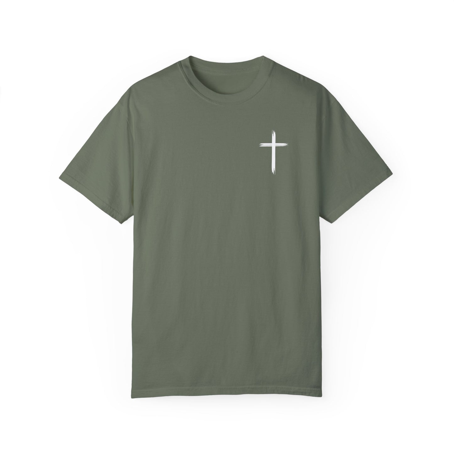 Unisex Garment-Dyed T-Shirt with Minimalist Cross Design
