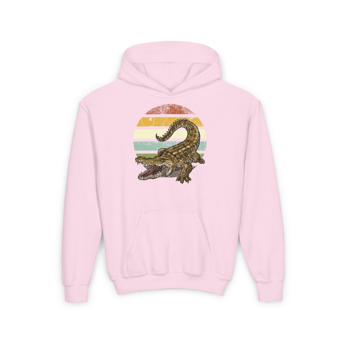 Youth Crocodile Graphic Hooded Sweatshirt - Retro Style for Animal Lovers