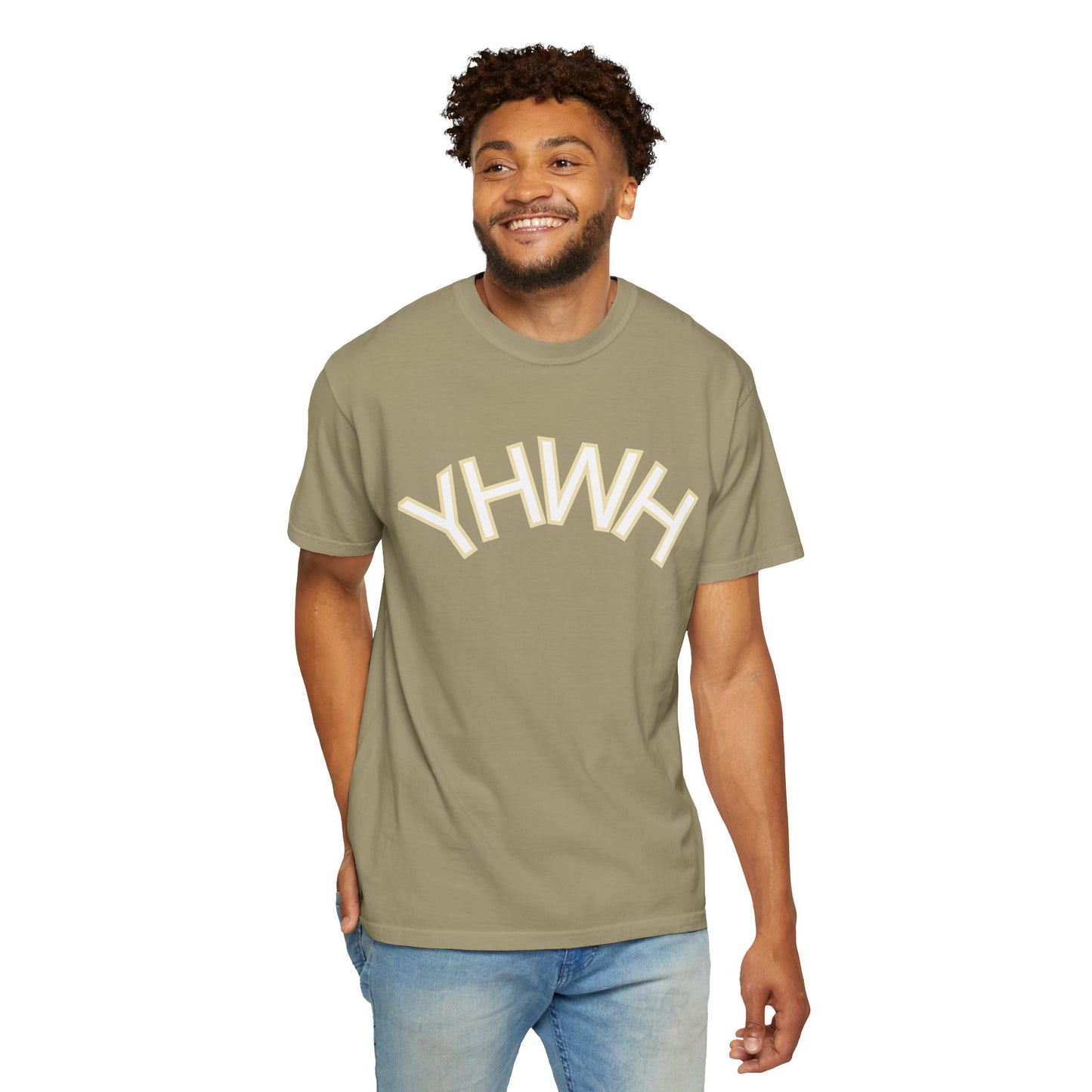 Unisex Garment-Dyed T-Shirt with YHWH Design - Casual Spiritual Fashion