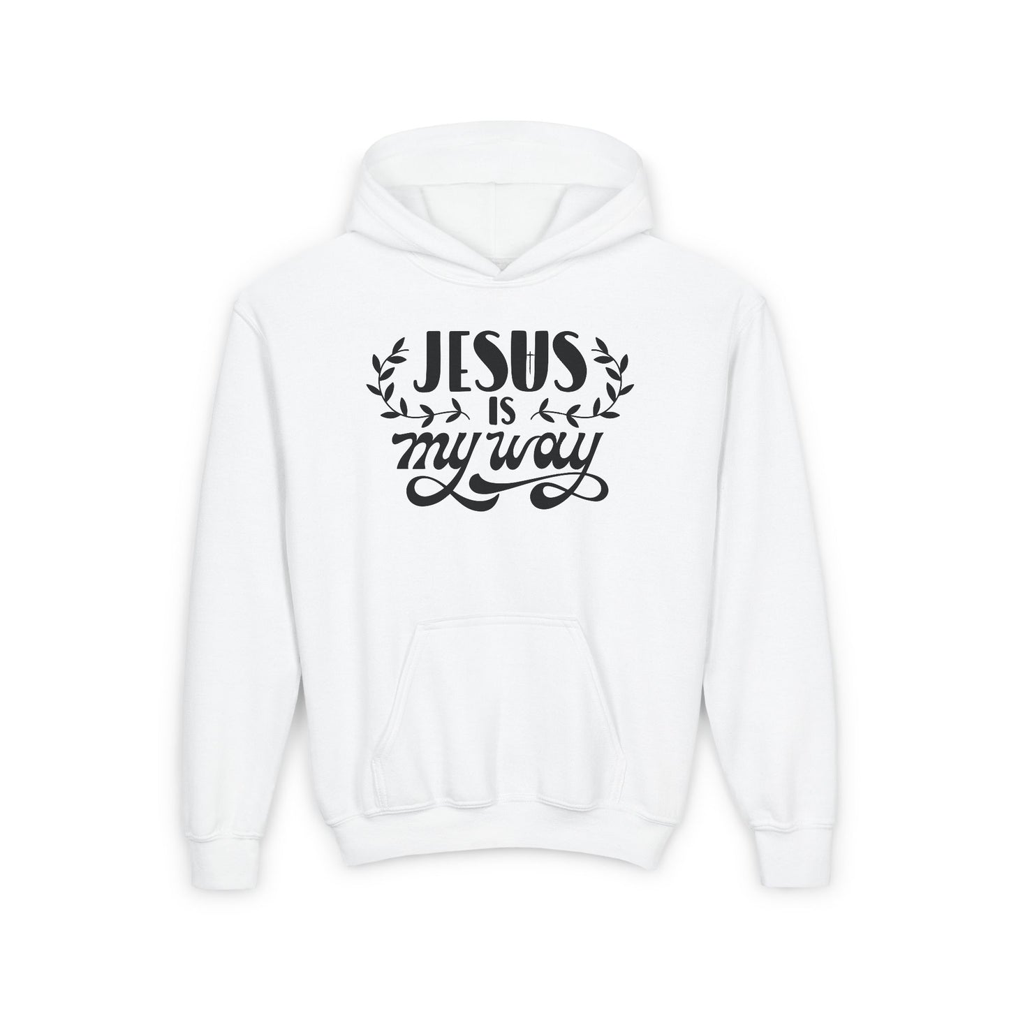 Youth Hooded Sweatshirt - 'Jesus Is My Way' Inspirational Design