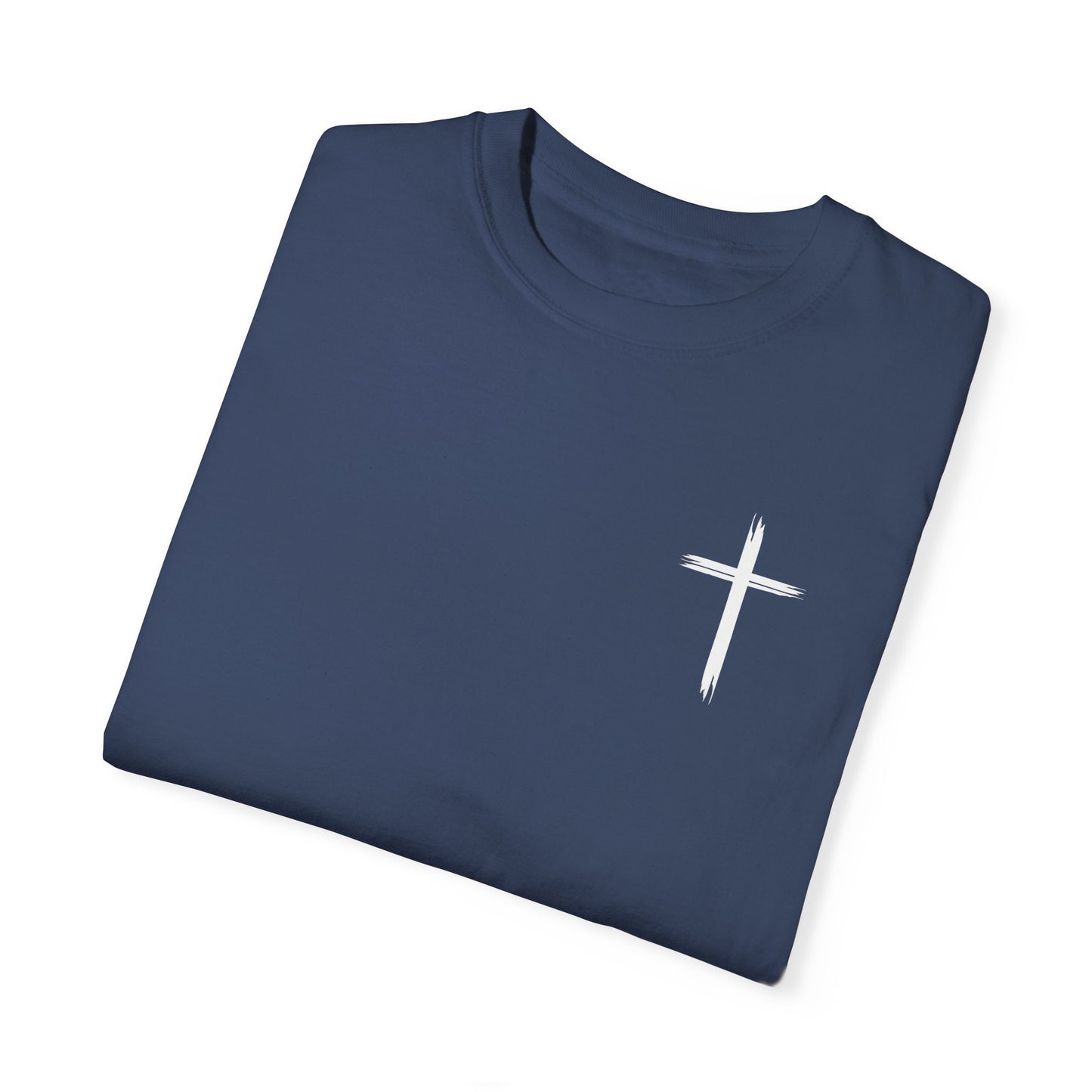 Unisex Garment-Dyed T-Shirt with Minimalist Cross Design
