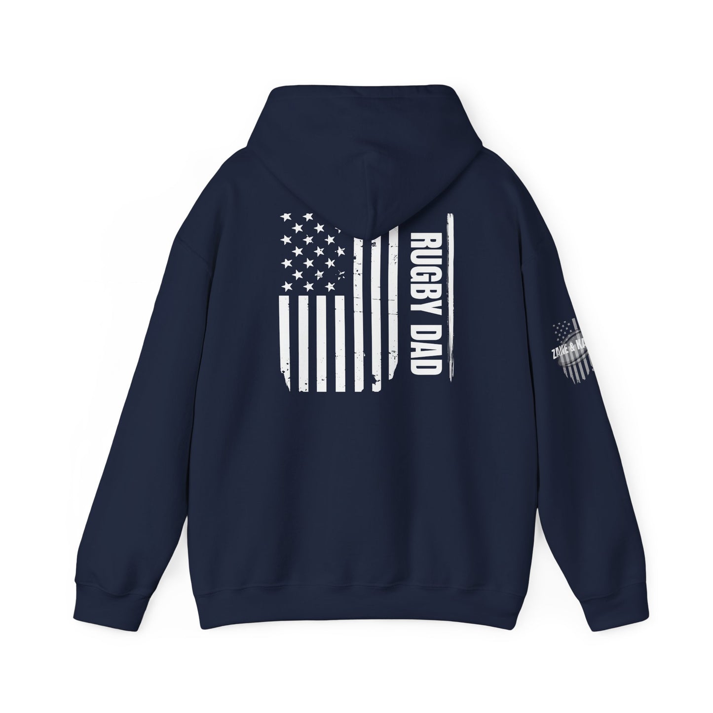*** CUSTOM *** Rugby America Dad Hoodie - Unisex Heavy Blend Sweatshirt with American Flag Design