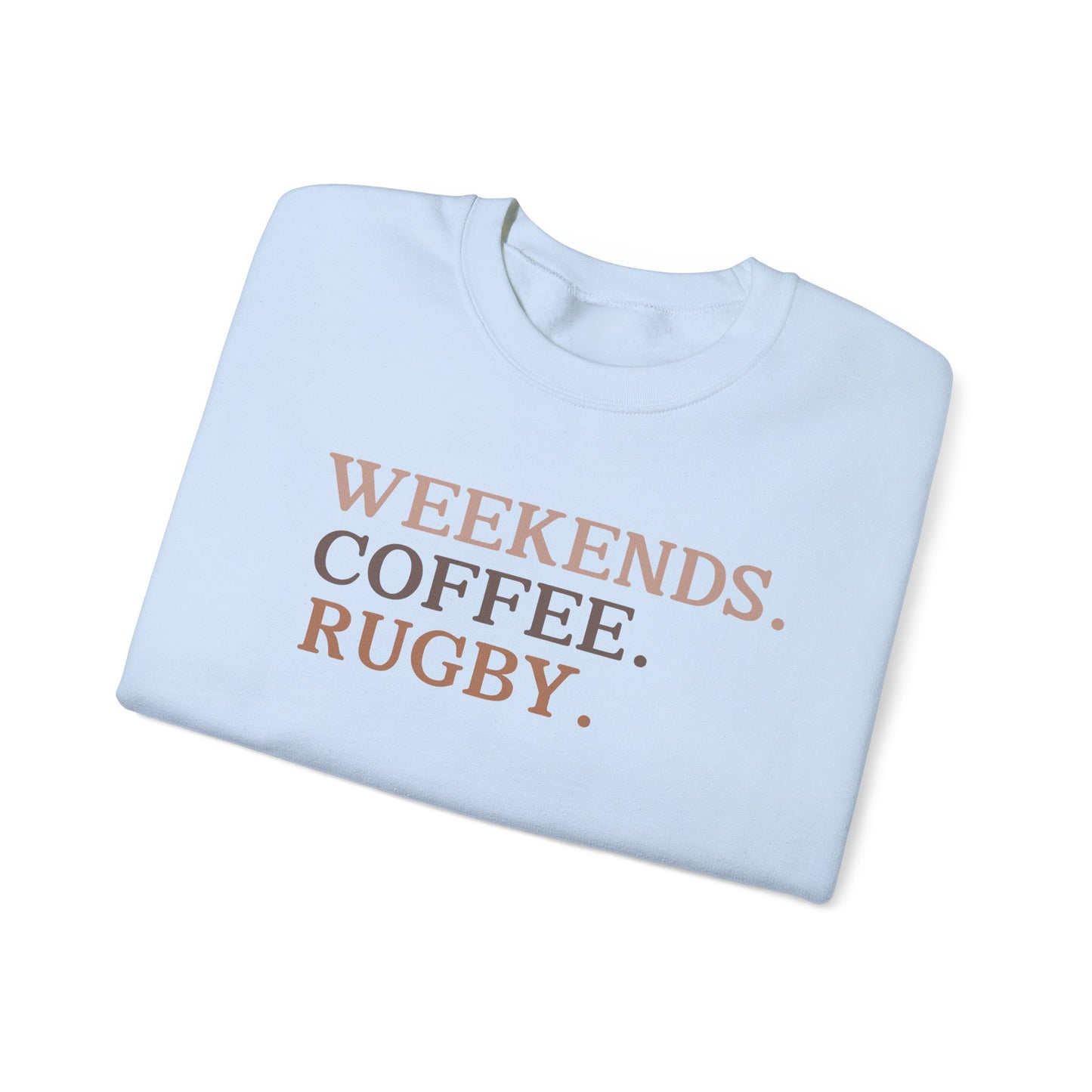 Weekend Vibes Unisex Crewneck Sweatshirt - Coffee & Rugby Design