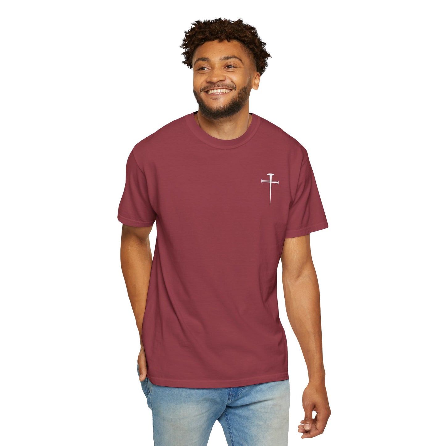 Minimalist Unisex Garment-Dyed T-Shirt with Cross Design