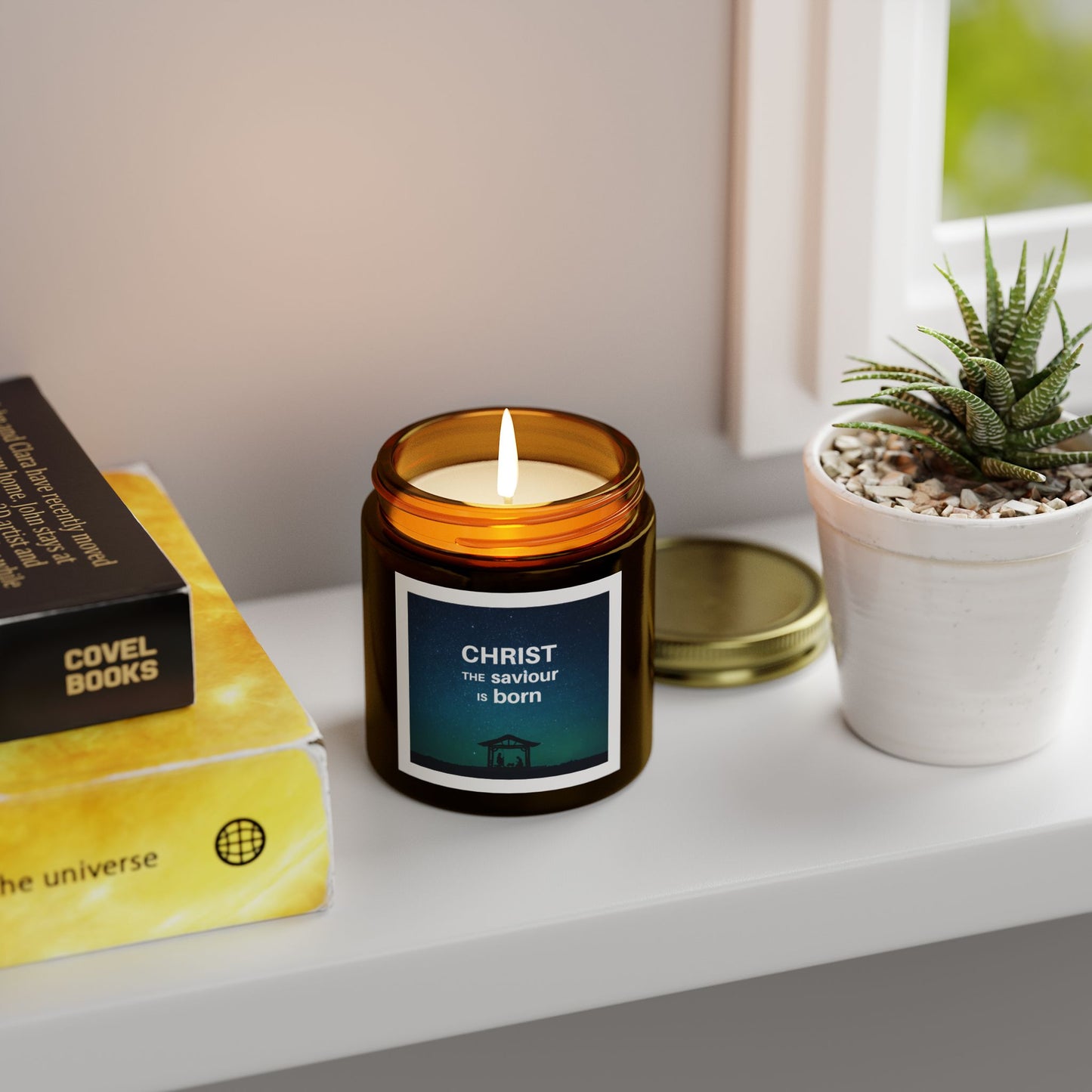Coconut Apricot Scented Candle for Christmas - "Christ the Saviour is Born" - 4oz & 9oz