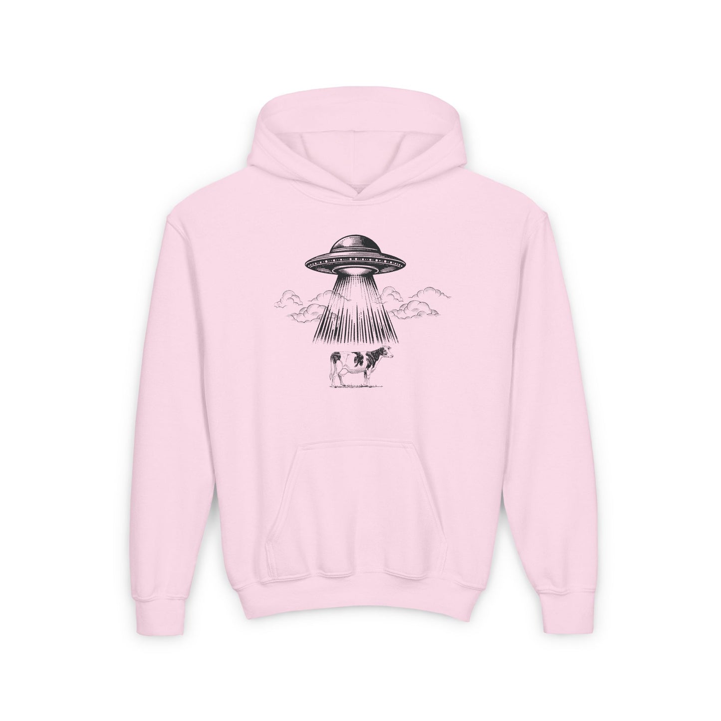 Youth Heavy Blend UFO Hoodie - Fun Space Travel Design for Kids