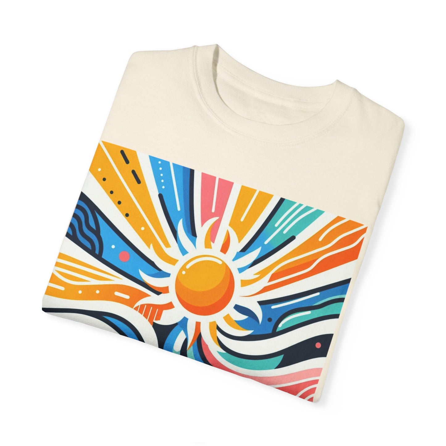 Sunrise Vibes Unisex Garment-Dyed T-Shirt - Colorful Abstract Design