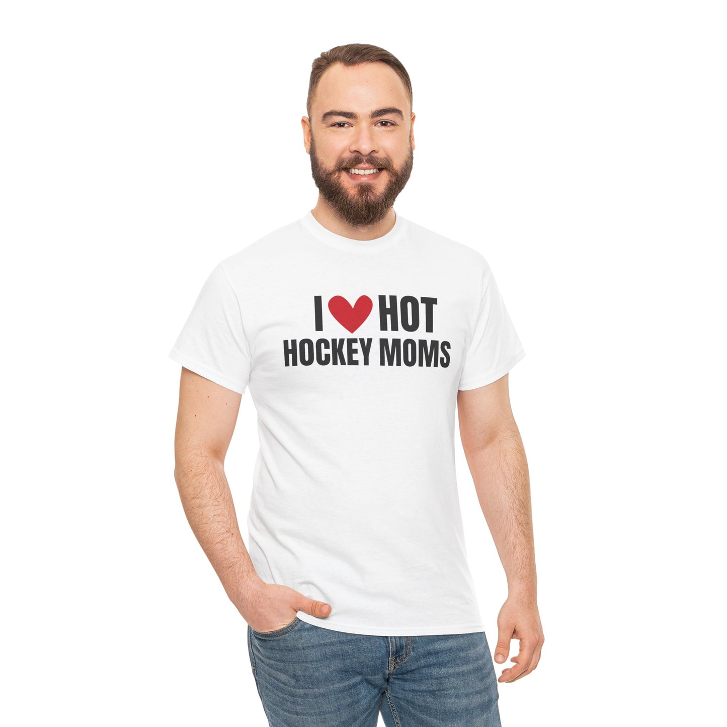 I ❤️ Hot Hockey Moms Unisex Heavy Cotton Tee