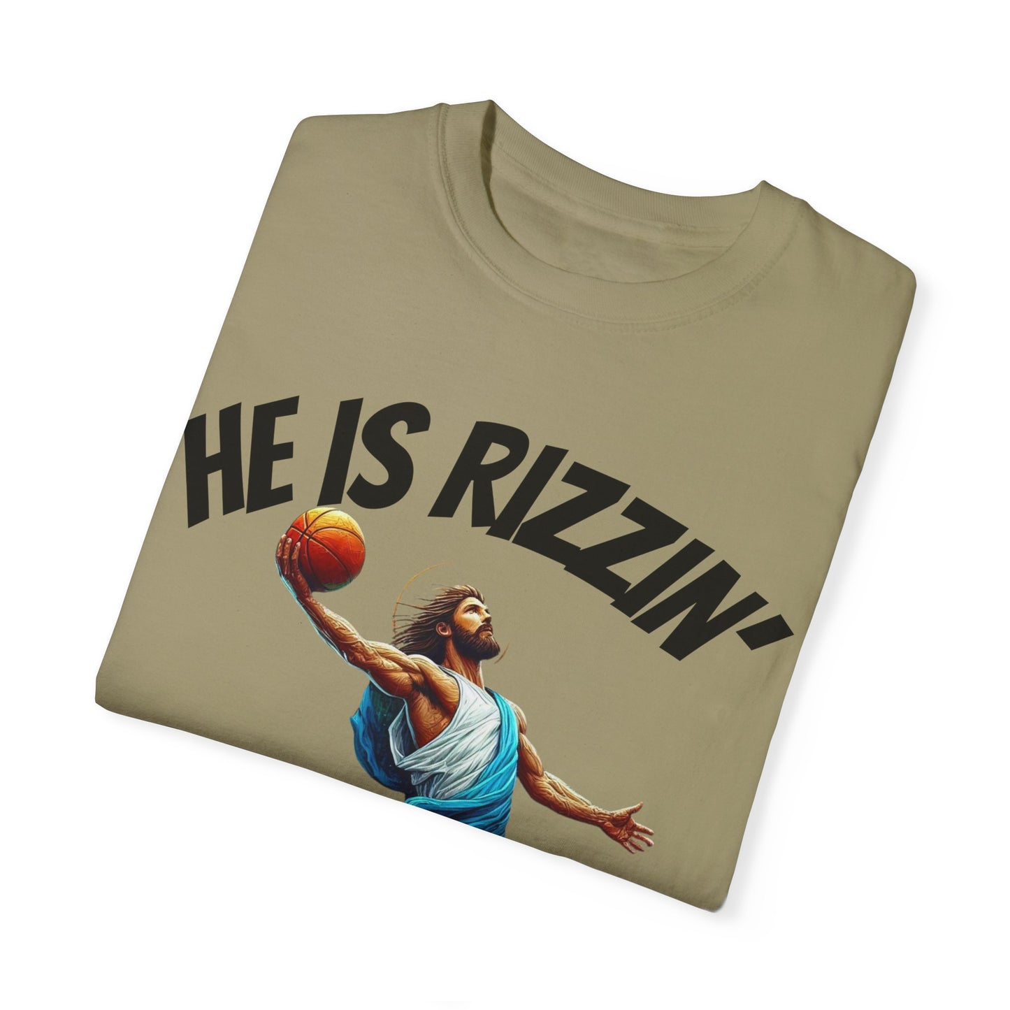 He Is Rizzin' Unisex Garment-Dyed T-Shirt | Trendy Basketball Tee for Sports Lovers