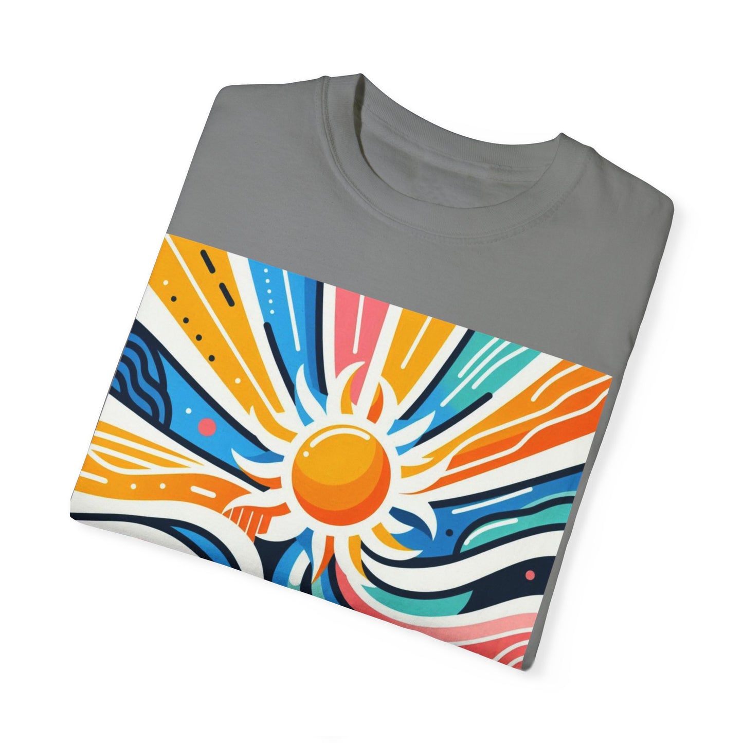 Sunrise Vibes Unisex Garment-Dyed T-Shirt - Colorful Abstract Design