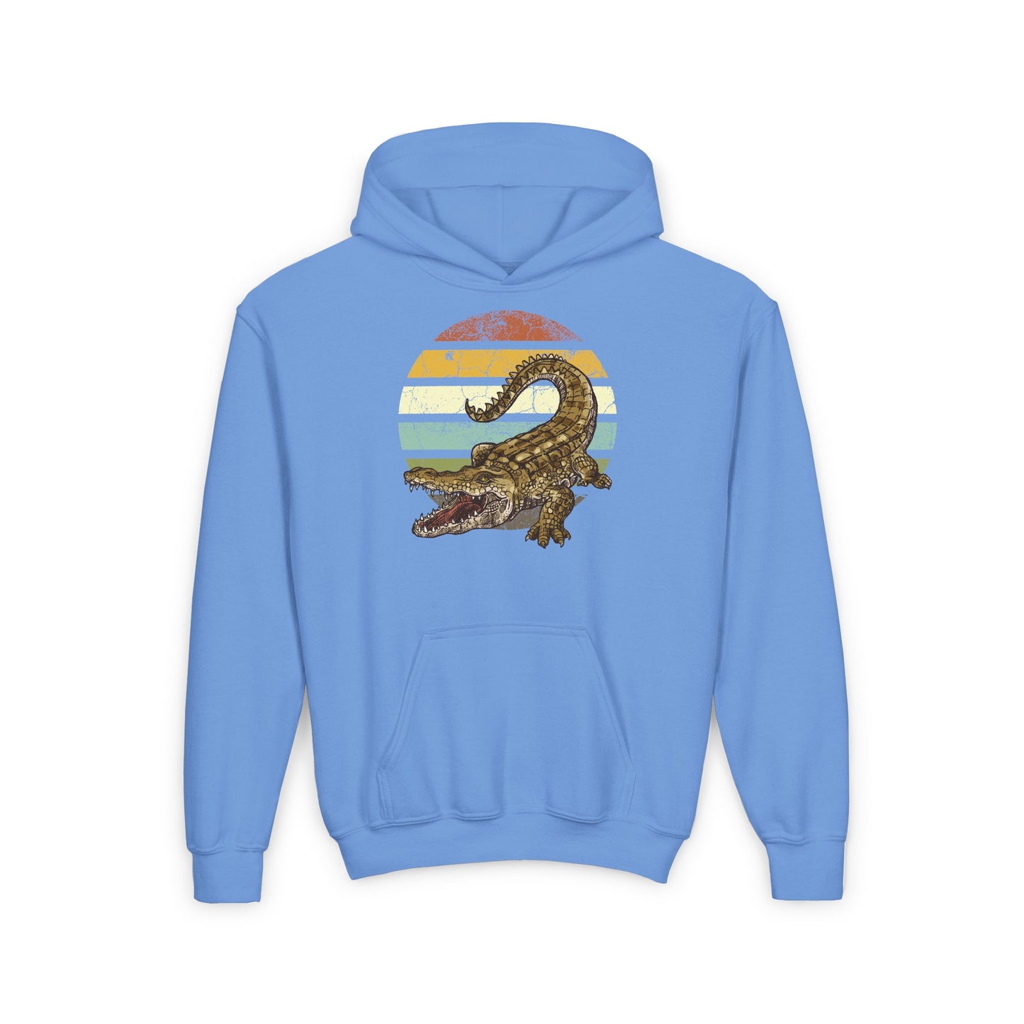 Youth Crocodile Graphic Hooded Sweatshirt - Retro Style for Animal Lovers