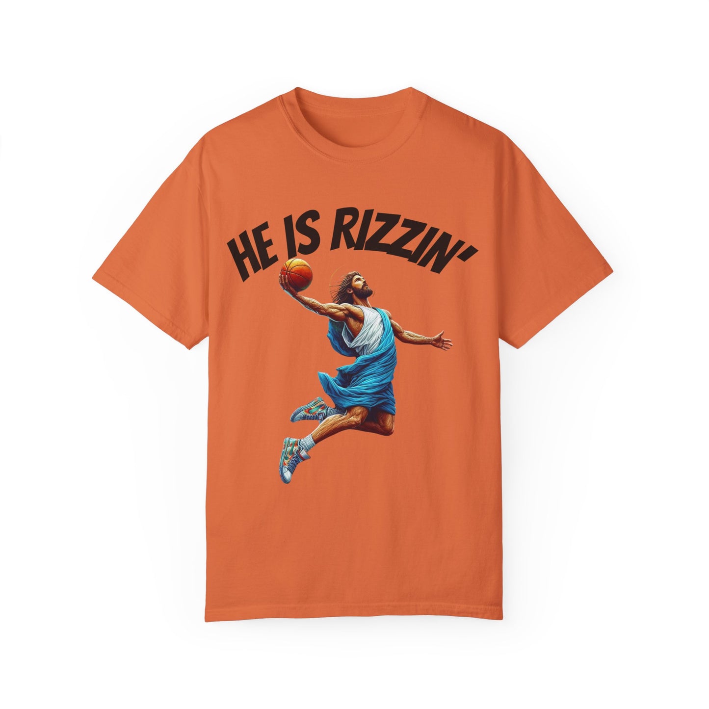 He Is Rizzin' Unisex Garment-Dyed T-Shirt | Trendy Basketball Tee for Sports Lovers