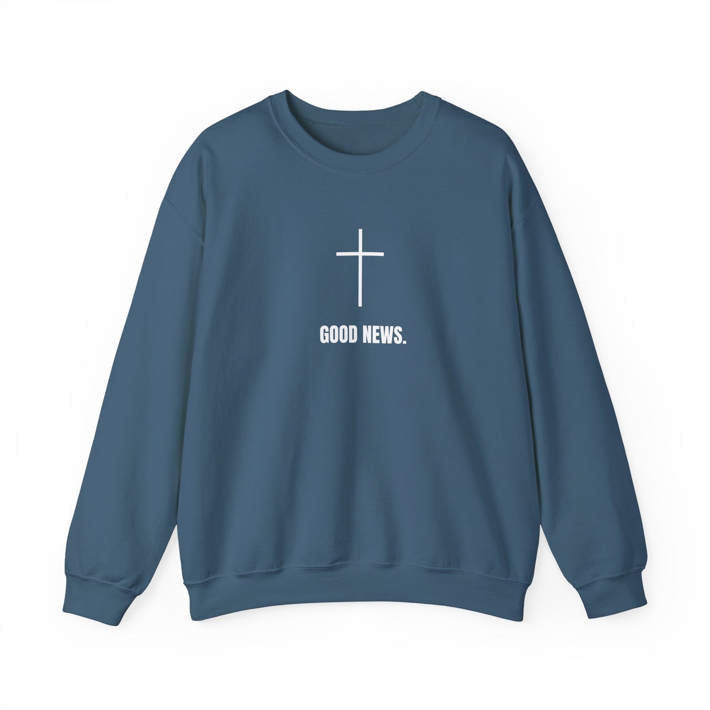 Christian Cross Sweatshirt - "Good News" Unisex Heavy Blend Crewneck