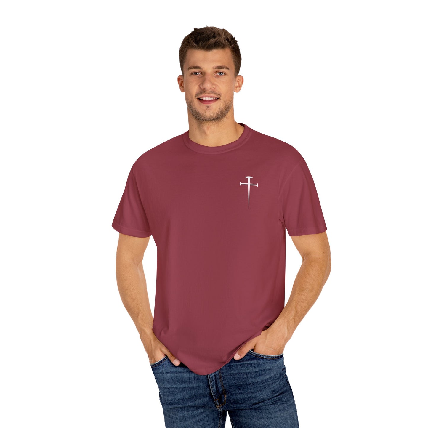 Minimalist Unisex Garment-Dyed T-Shirt with Cross Design