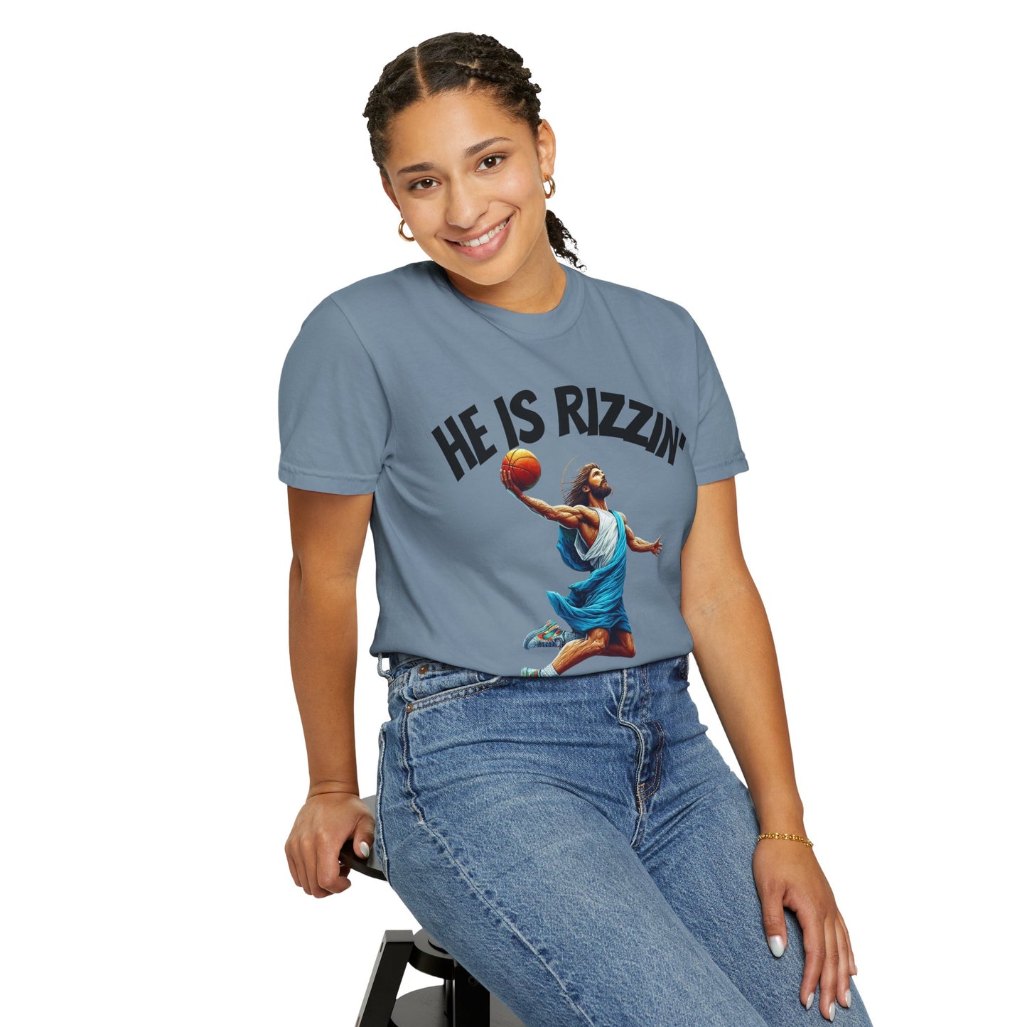 He Is Rizzin' Unisex Garment-Dyed T-Shirt | Trendy Basketball Tee for Sports Lovers