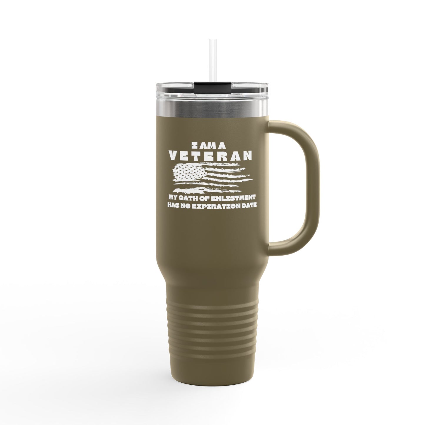 Veteran Insulated Travel Mug - 40oz with Straw, Perfect for Outdoor Adventures & Everyday Use