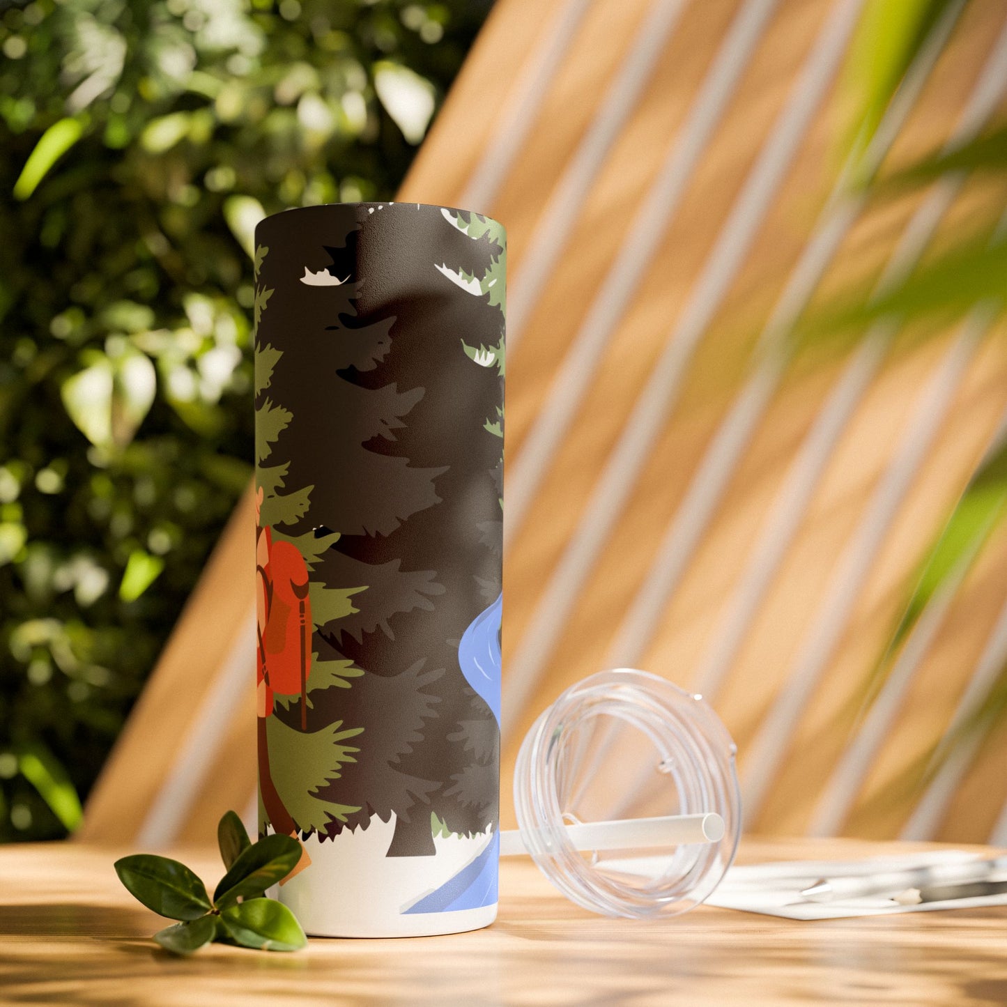 Adventure Hiking Skinny Tumbler with Straw - 20oz Outdoor Travel Mug