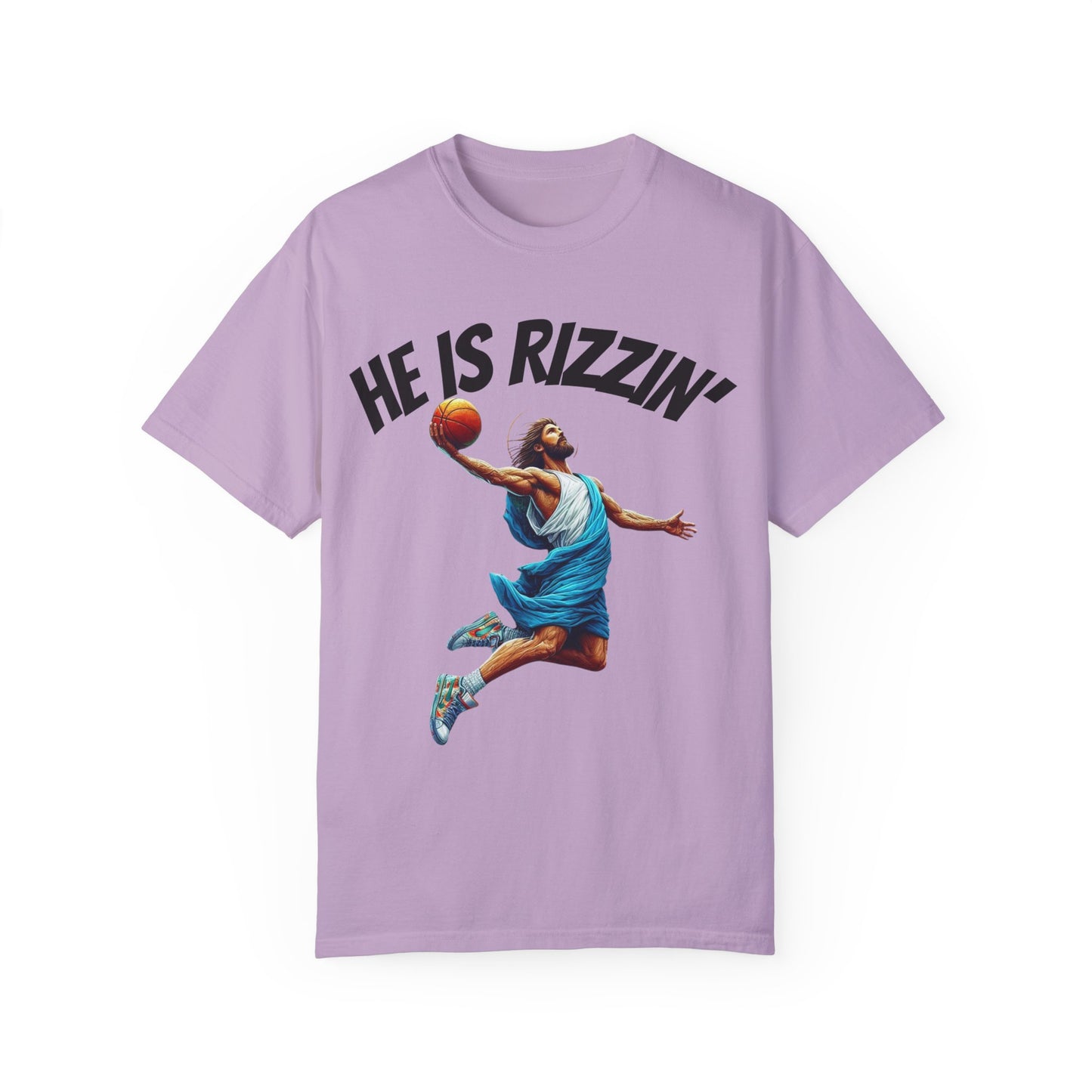 He Is Rizzin' Unisex Garment-Dyed T-Shirt | Trendy Basketball Tee for Sports Lovers