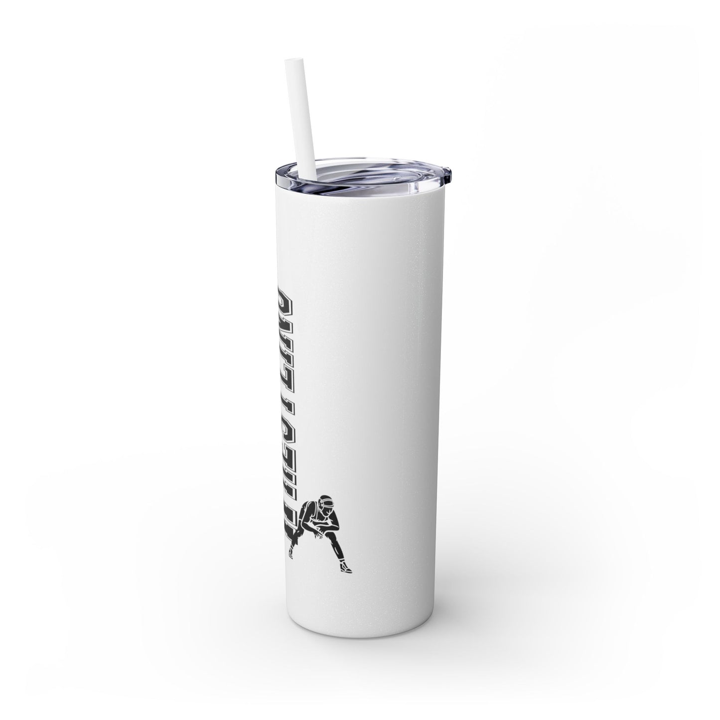 Wrestling Skinny Tumbler with Straw - 20oz Water Bottle for Sports Fans
