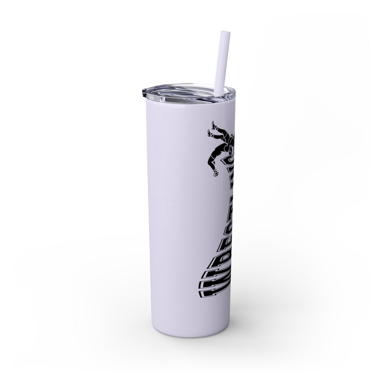 Wrestling Skinny Tumbler with Straw - 20oz Water Bottle for Sports Fans