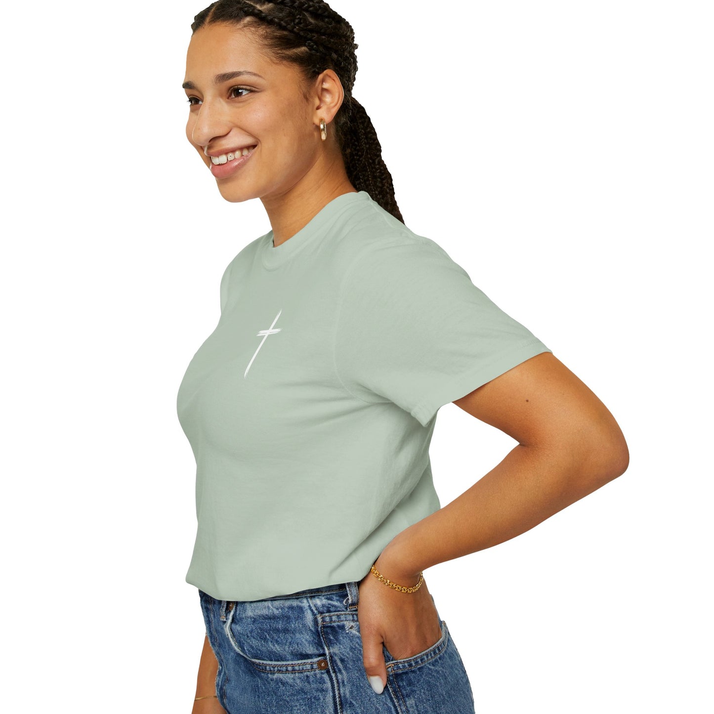 Unisex Garment-Dyed T-Shirt with Minimalist Cross Design