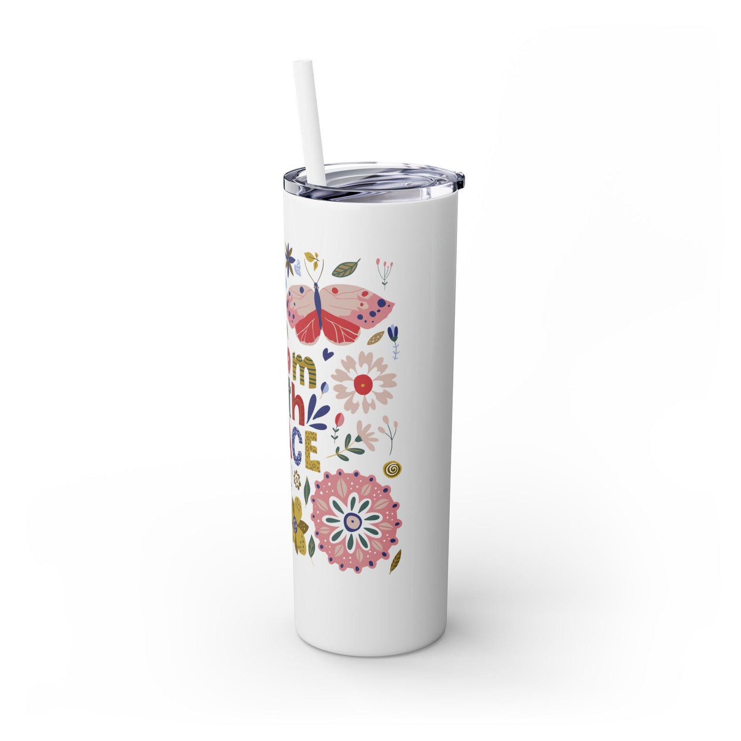 Bloom with Grace 20oz Skinny Tumbler with Straw - Stylish Floral Drinkware
